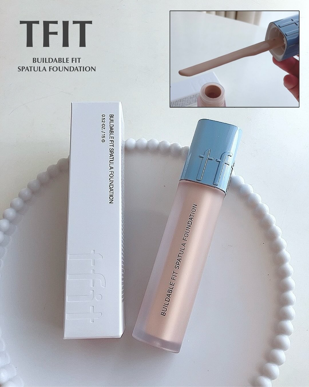 TFIT(ティーフィット)
ビルダブルフィットスパチュラファンデーション
C01 PORCELAIN(ポーセリン)

なんとこれ、スパチュラ一体型のリキッドファンデなんです😳

スーッと薄づきで塗り広げられてピタッと密着 !!
脂性肌の私