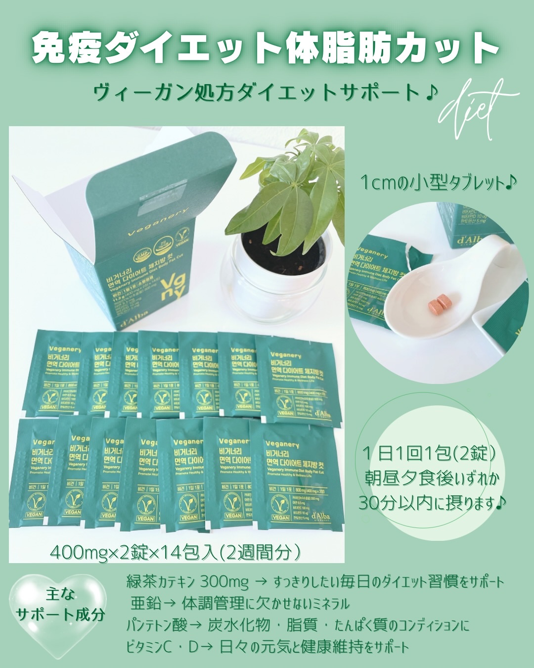 ヴィーガナリー 免疫ダイエット体脂肪カット/ダルバ/ボディサプリメントを使ったクチコミ（2枚目）