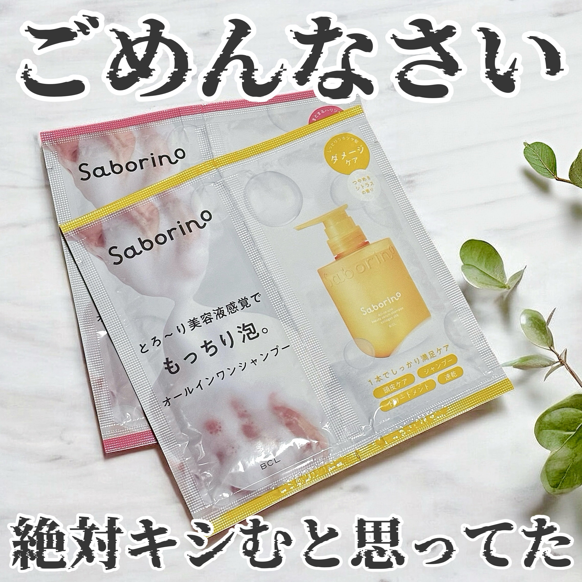 『オールインワン＝キシむ』の時代はもう古い！？

サボリーノ
オールインワン美容液シャンプー K
オールインワン美容液シャンプー CS
各¥2,640（税込）

1本で頭皮ケア&シャンプー&トリートメント&速乾の機能を持ったサボリーノの新作