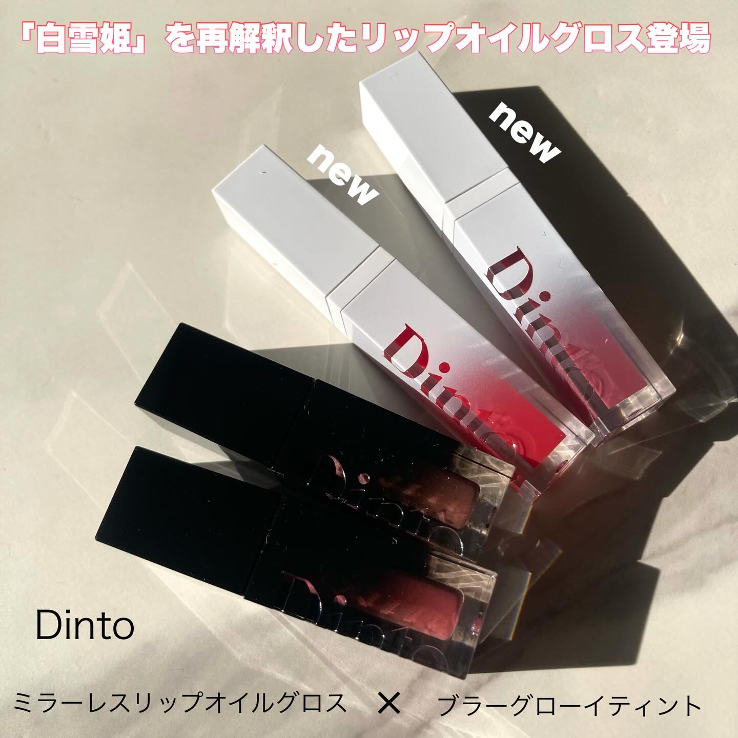 ＊＊＊＊＊＊＊＊＊＊＊＊
Dinto
✔︎ ブラーグローイティント
✔︎ ミラーレスリップオイルグロス

「白雪姫」を再解釈したリップオイルグロス登場🍎♡

Dintoといえば、ブラーグローイティント
みずみずしくて塗りやすいし、
発色も