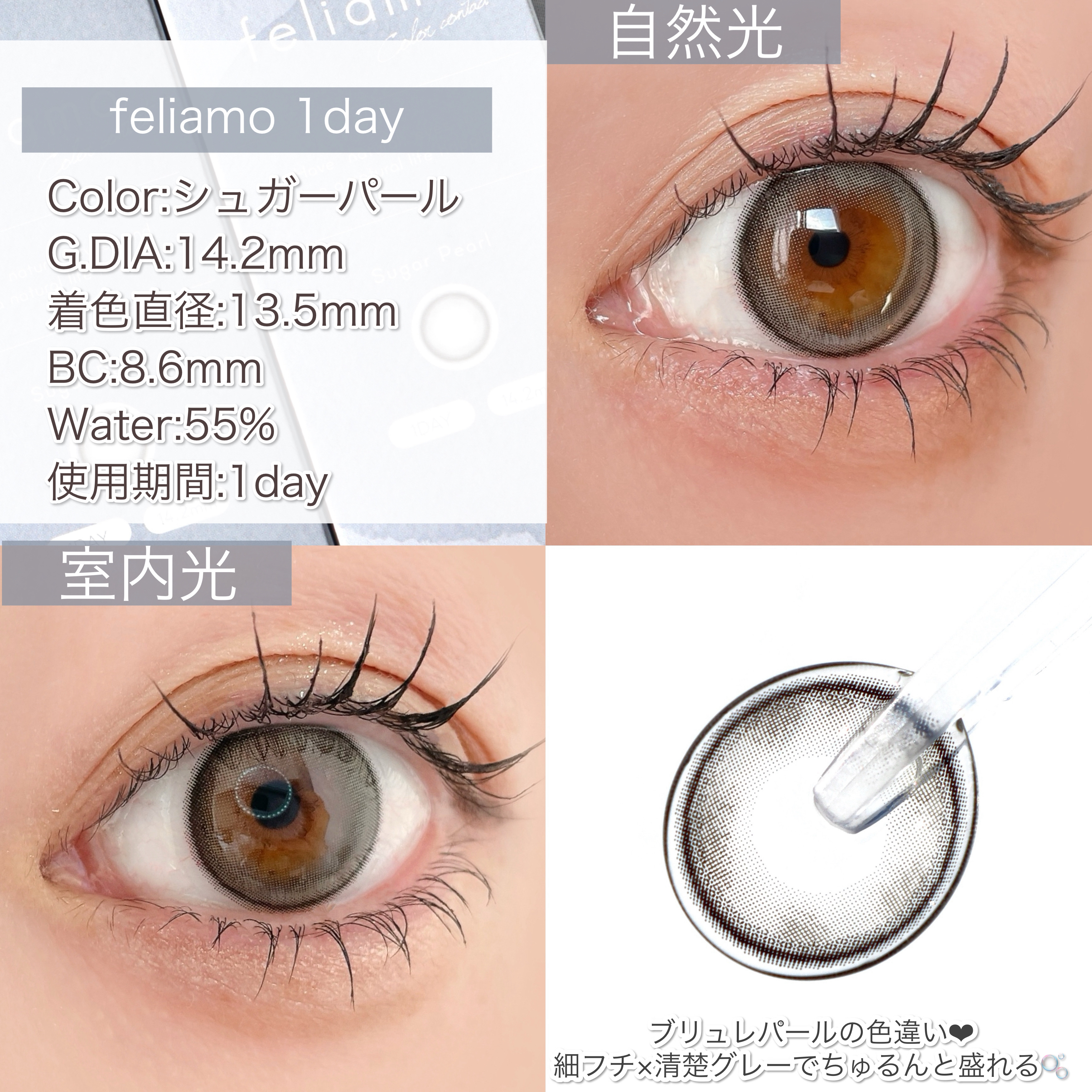 feliamo 1day シュガーパール/feliamo/ワンデー（１DAY）カラコンを使ったクチコミ（3枚目）