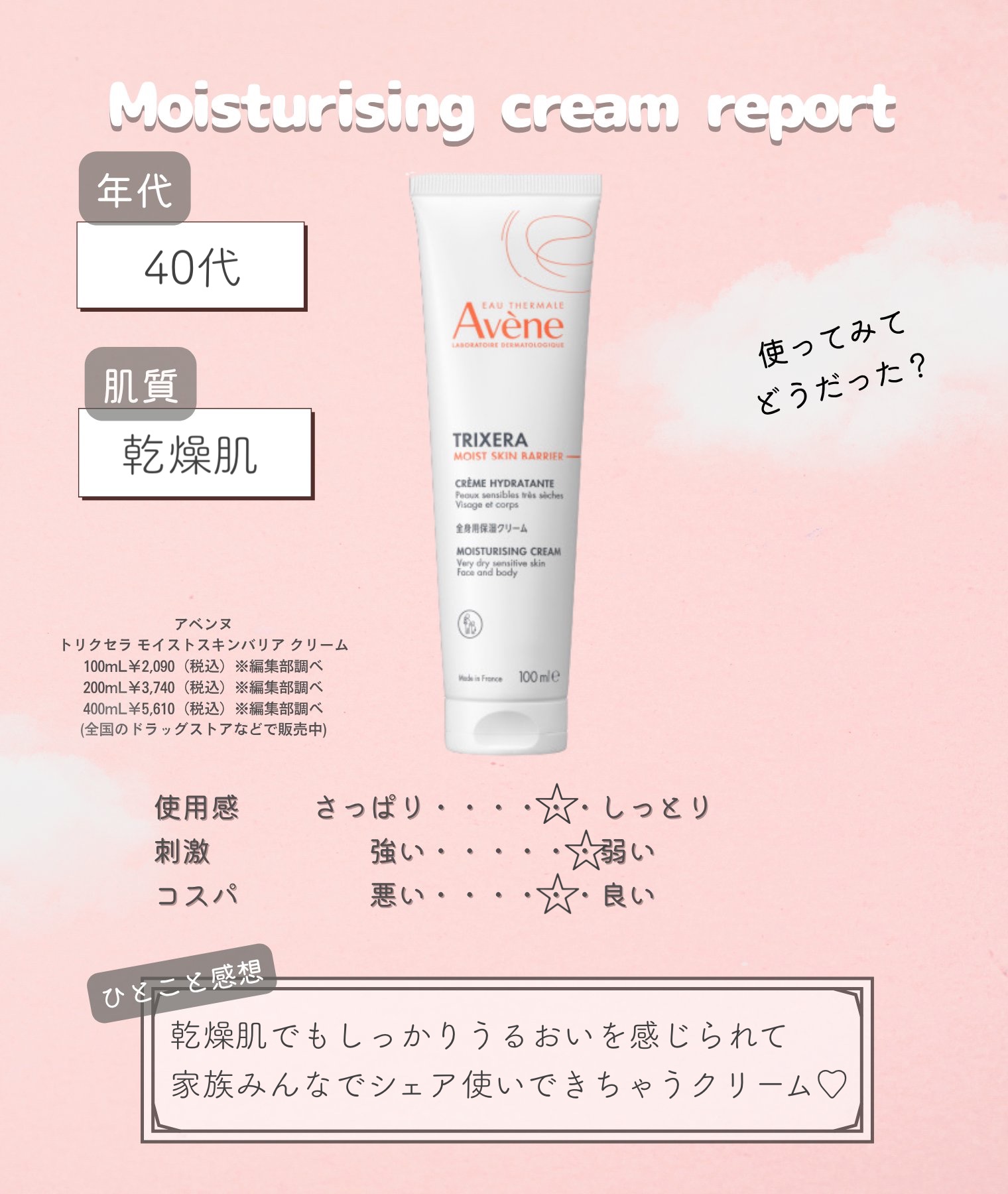 トリクセラ　モイストスキンバリア　クリーム/アベンヌ/ボディクリームを使ったクチコミ（2枚目）