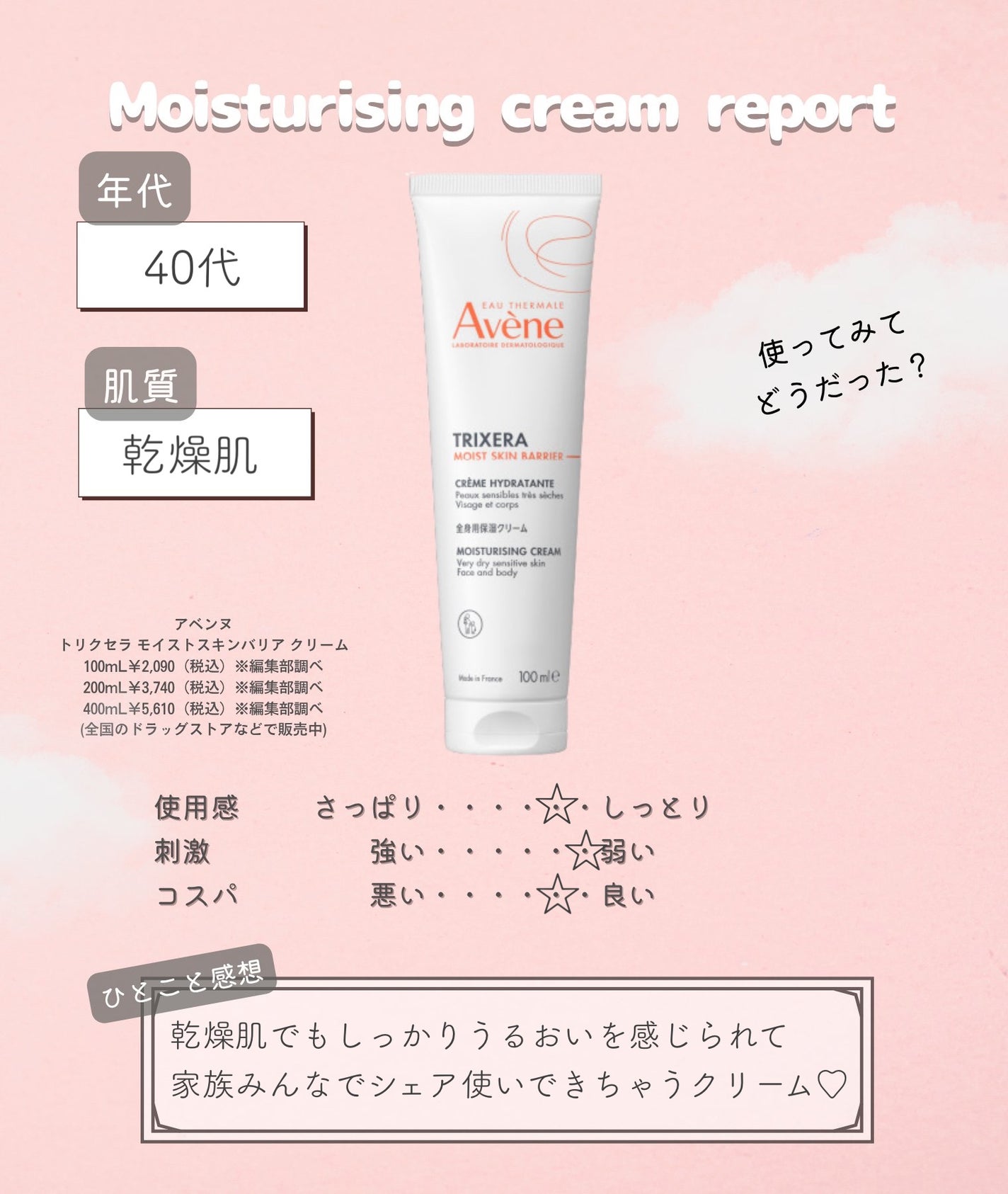 トリクセラ モイストスキンバリア クリーム/アベンヌ/ボディクリームを使ったクチコミ(2枚目)