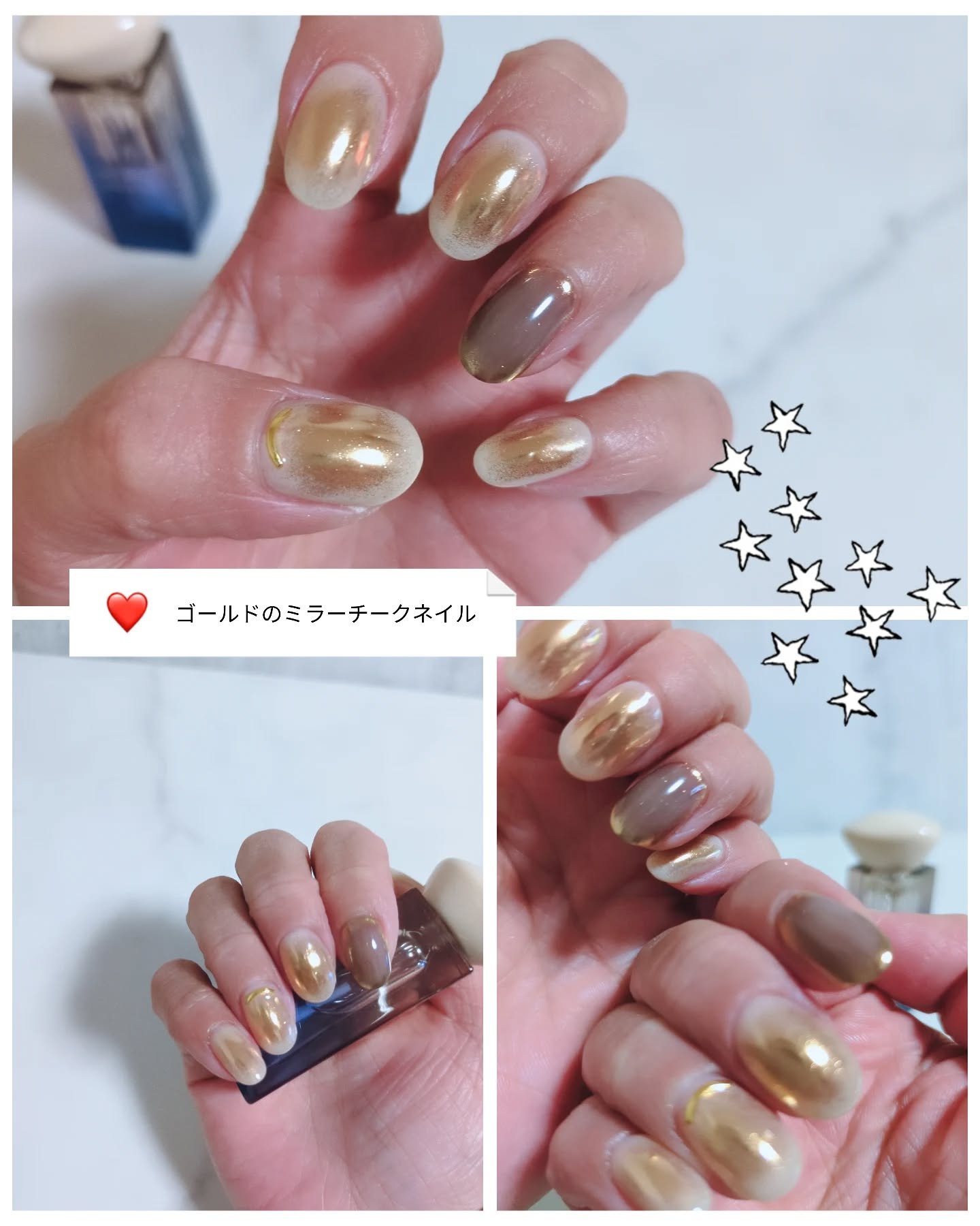 NEWnail♡

冬は手荒れが酷くて💧
ネイルをするとマシに見えます♡

ゴールドのミラーでチークネイル。
少し冬っぽく、クリスマスっぽくなりました。

#newnail 
#冬ネイル
#ミラー#チークネイル
#クリスマス
