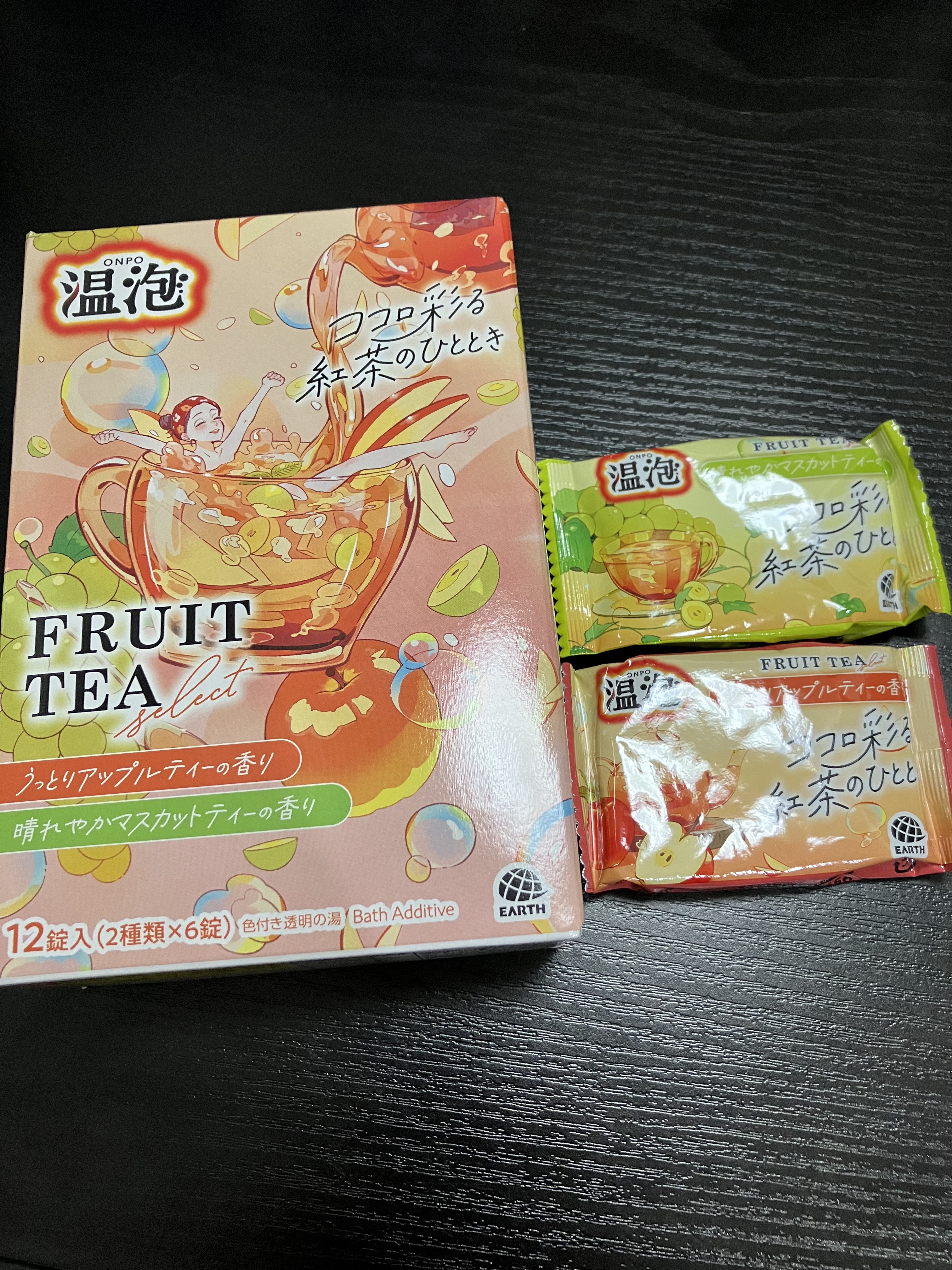 温泡 フルーツティーセレクト 12錠入 40g×12錠入（2種類×6錠）/温泡/炭酸系入浴剤を使ったクチコミ（1枚目）