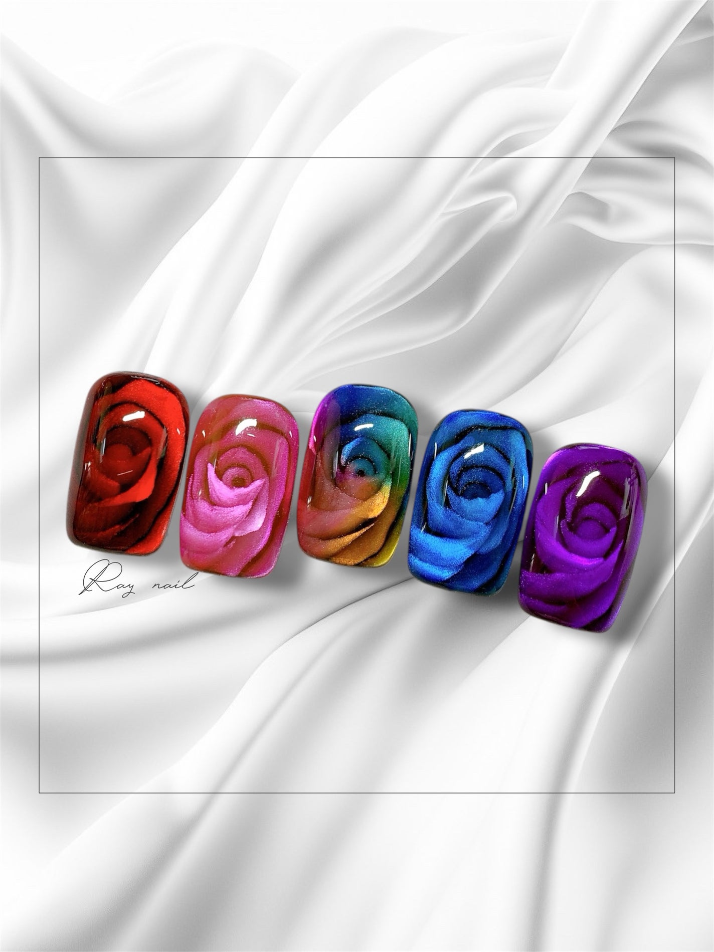 mizuki꙳ネイリスト on LIPS 「薔薇をネイルに閉じ込めたようなマグネットネイルデザイン✨🌹動画..」(3枚目)