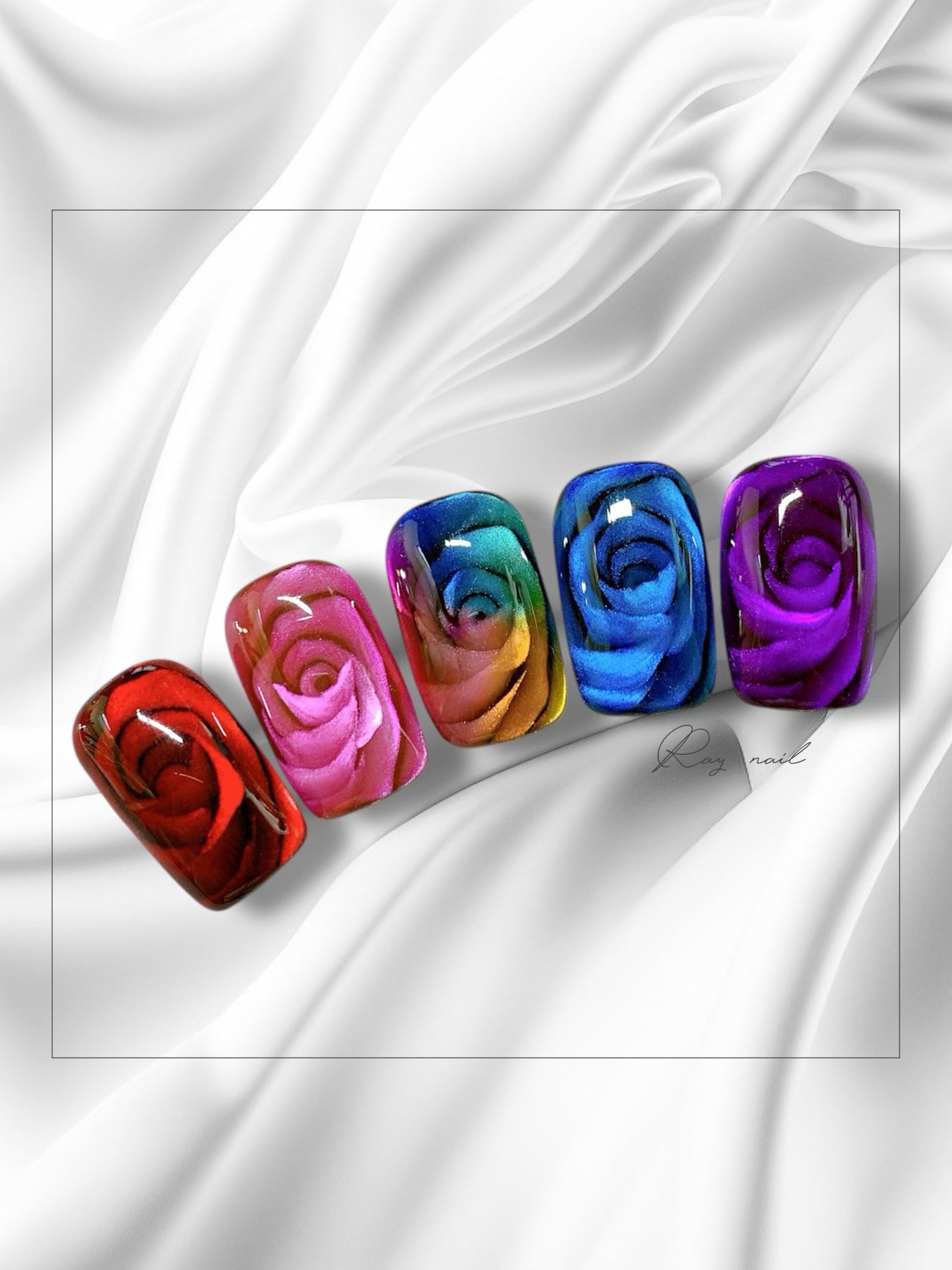 mizuki꙳ネイリスト on LIPS 「薔薇をネイルに閉じ込めたようなマグネットネイルデザイン✨🌹動画..」(1枚目)