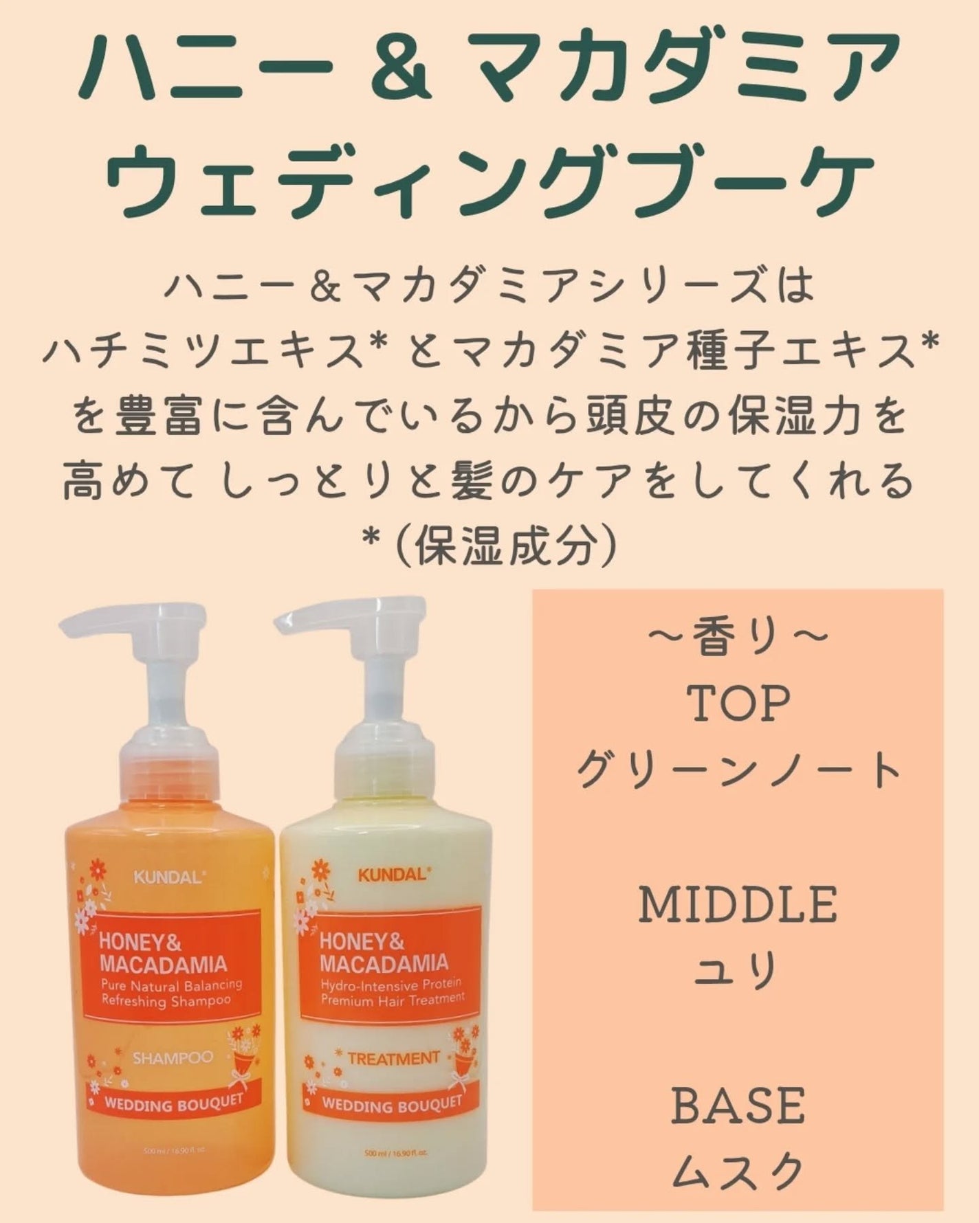 ハニー&マカデミアナッツ ウェディングブーケ/KUNDAL/市販シャンプーを使ったクチコミ(2枚目)