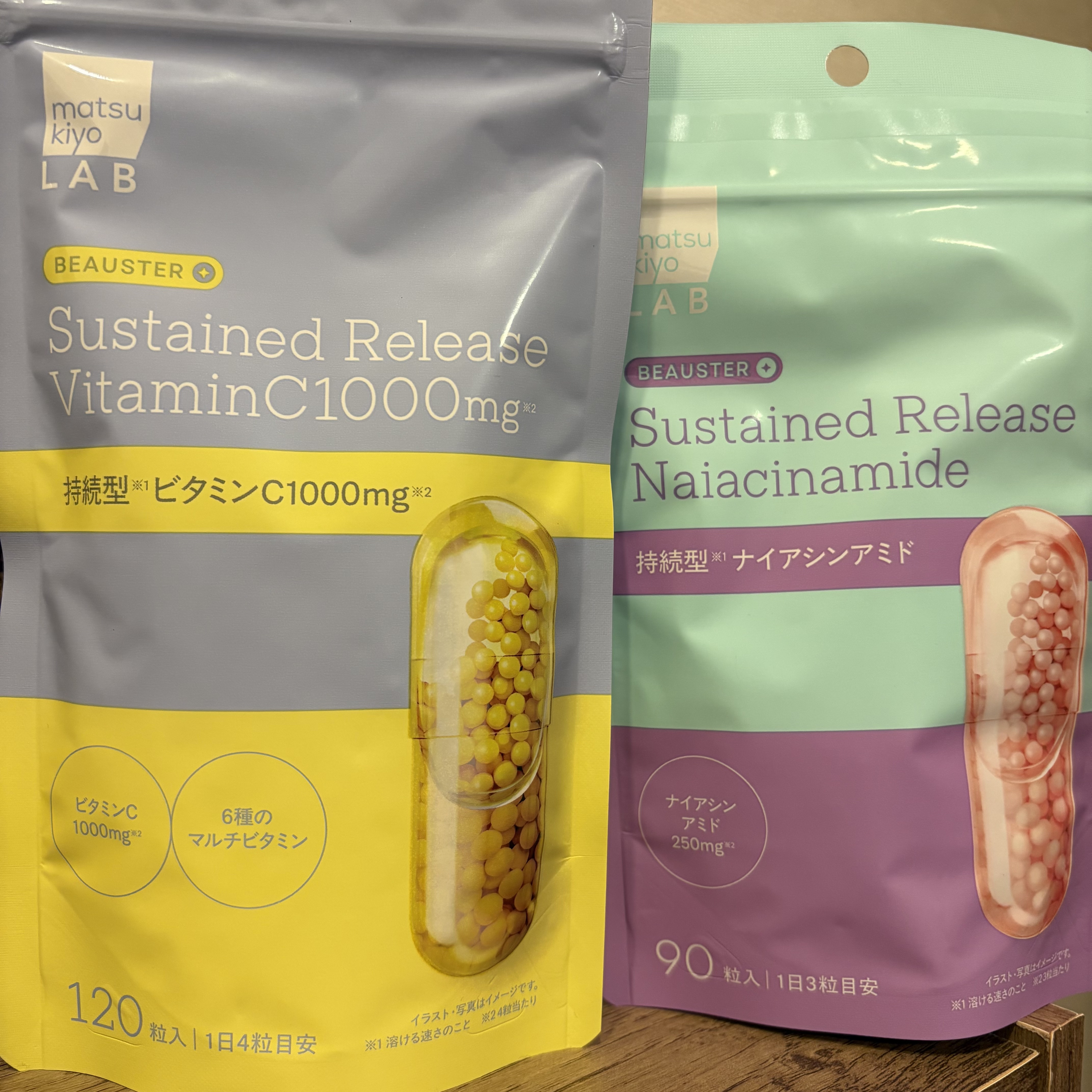 ☺︎matsukiyo LAB

ビュースター 持続型ビタミンC1000
ビュースター 持続型ナイアシンアミド

嬉しすぎる、、！！！！
ナイアシンアミドに期待値が上がってる今、このサプリは嬉しすぎる！！！😳🫶🏻

独特なカプセルで中