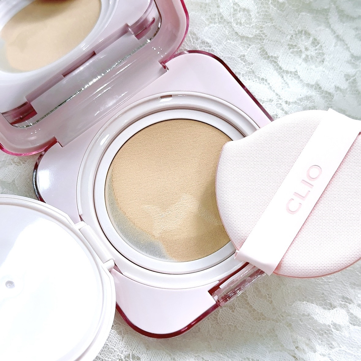 キルカバー メッシュ グロウ エッセンシャル クッション 21N リネン(LINEN)/CLIO/クッションファンデーションを使ったクチコミ（2枚目）