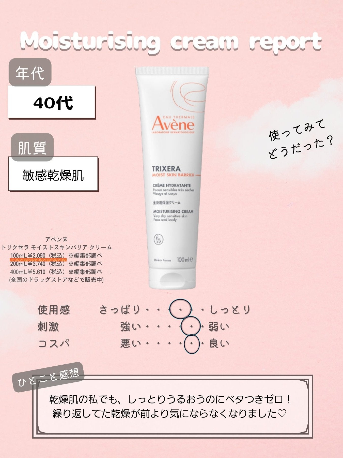 トリクセラ モイストスキンバリア クリーム/アベンヌ/ボディクリームを使ったクチコミ(4枚目)