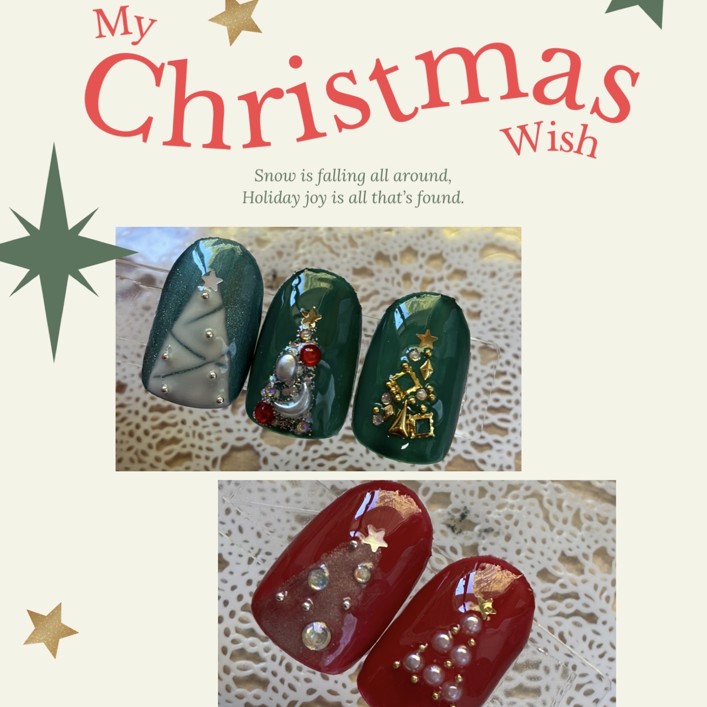 
🎄クリスマスツリー🎄

　ツリーのデザインです
　参考にしてみて下さい✨✨

　塗ったり
　パーツつけたり
　簡単なやり方です(*´꒳`*)


　#セルフネイル 
　#ツリー
