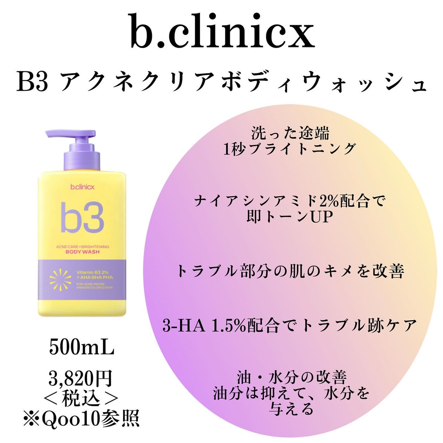 B3 アクネ クリア ボディウォッシュ/b.clinicx/ボディソープを使ったクチコミ(3枚目)