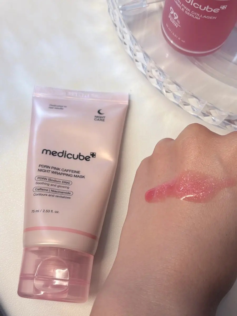 PDRNピンクカフェインナイトラッピングマスク/MEDICUBE/洗い流すパック・マスクを使ったクチコミ（2枚目）
