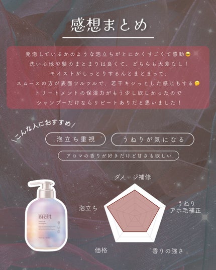 メルト モイストシャンプー/トリートメント/melt/市販シャンプーを使ったクチコミ(7枚目)