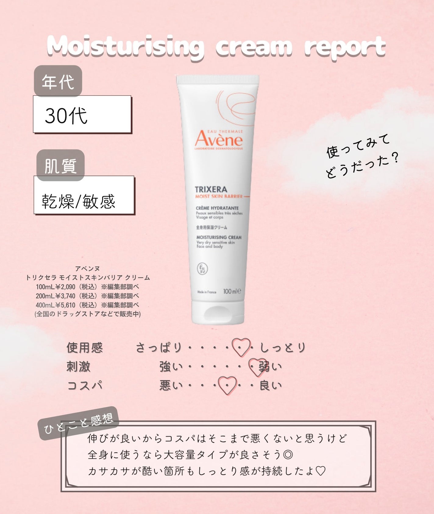 トリクセラ モイストスキンバリア クリーム/アベンヌ/ボディクリームを使ったクチコミ(3枚目)