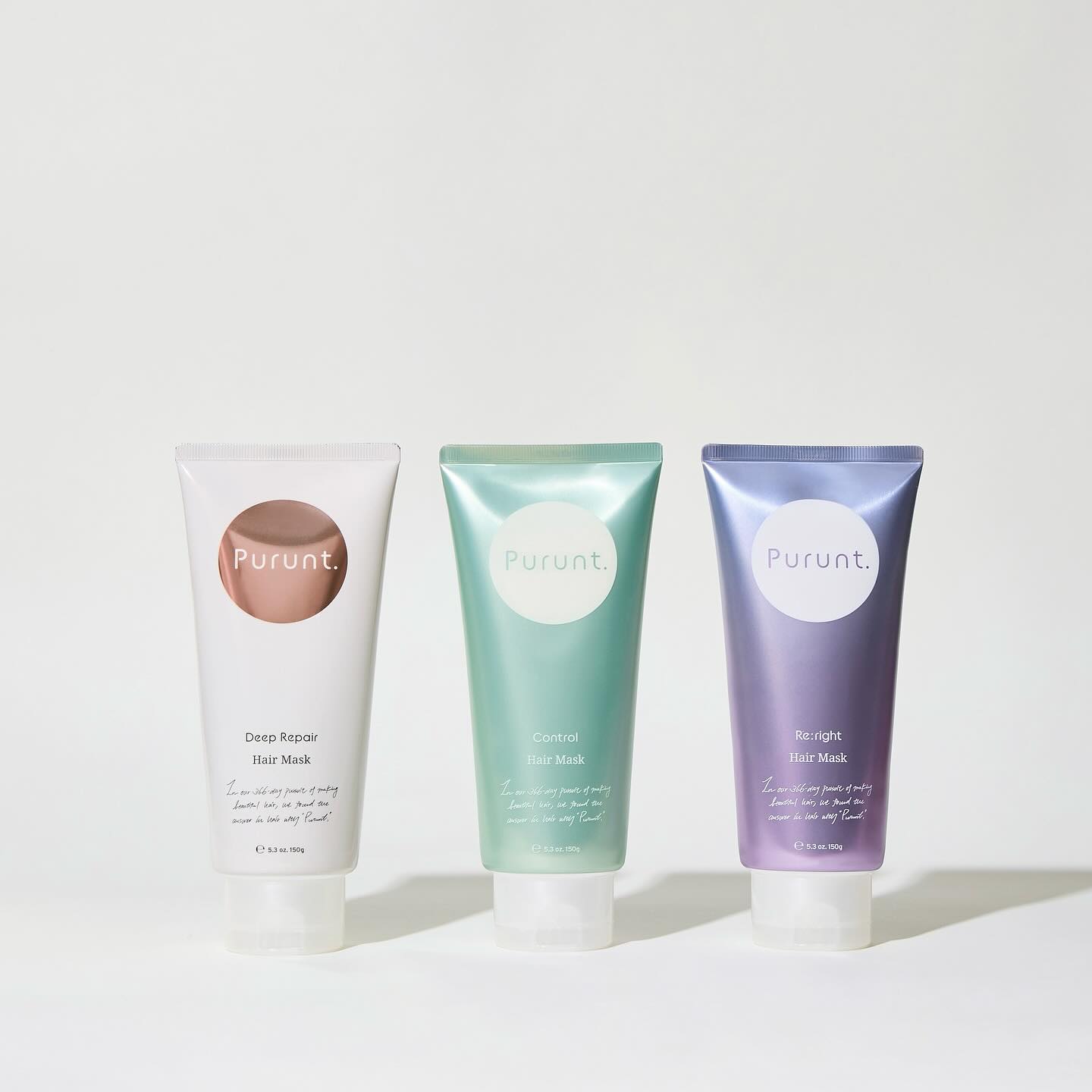 Purunt.では3種類のヘアマスクを展開中☘️
⁡
🩷（左）
→3大ダメージ（熱・ヘアカラー・紫外線）ケア
💚（真ん中）
→うねり・クセケア
💜（右）
→うるおい＆ツヤ再整ケア
⁡
週に1〜2回のスペシャルケアとして、ぜひ取り入れて