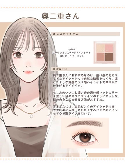シャインオンステージアイパレット 03 ピーチモーメント/upink/アイシャドウパレットを使ったクチコミ(3枚目)