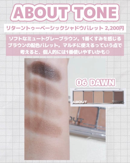 リターントゥーベーシックシャドウパレット/ABOUT TONE/アイシャドウパレットを使ったクチコミ(6枚目)