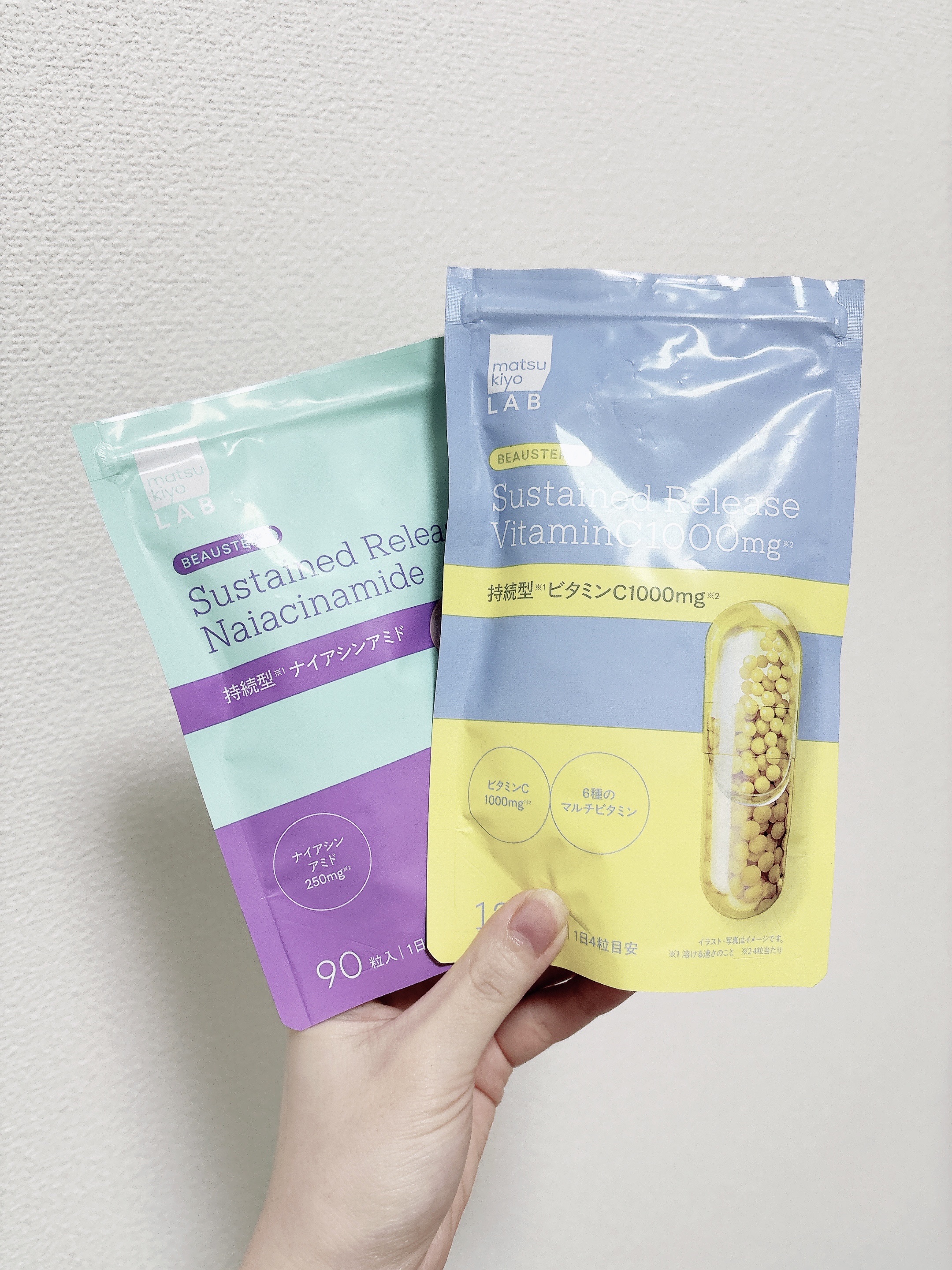 正直レビュー

matsukiyo LAB
▫️ビュースター 持続型ビタミンC1000
¥3,218
若干高いけど飲みやすい！
ほのかにプラスチックのような味はあるけど気にならない程度。
嗚咽感はなし。

▫️ビュースター 持続型ナイアシン