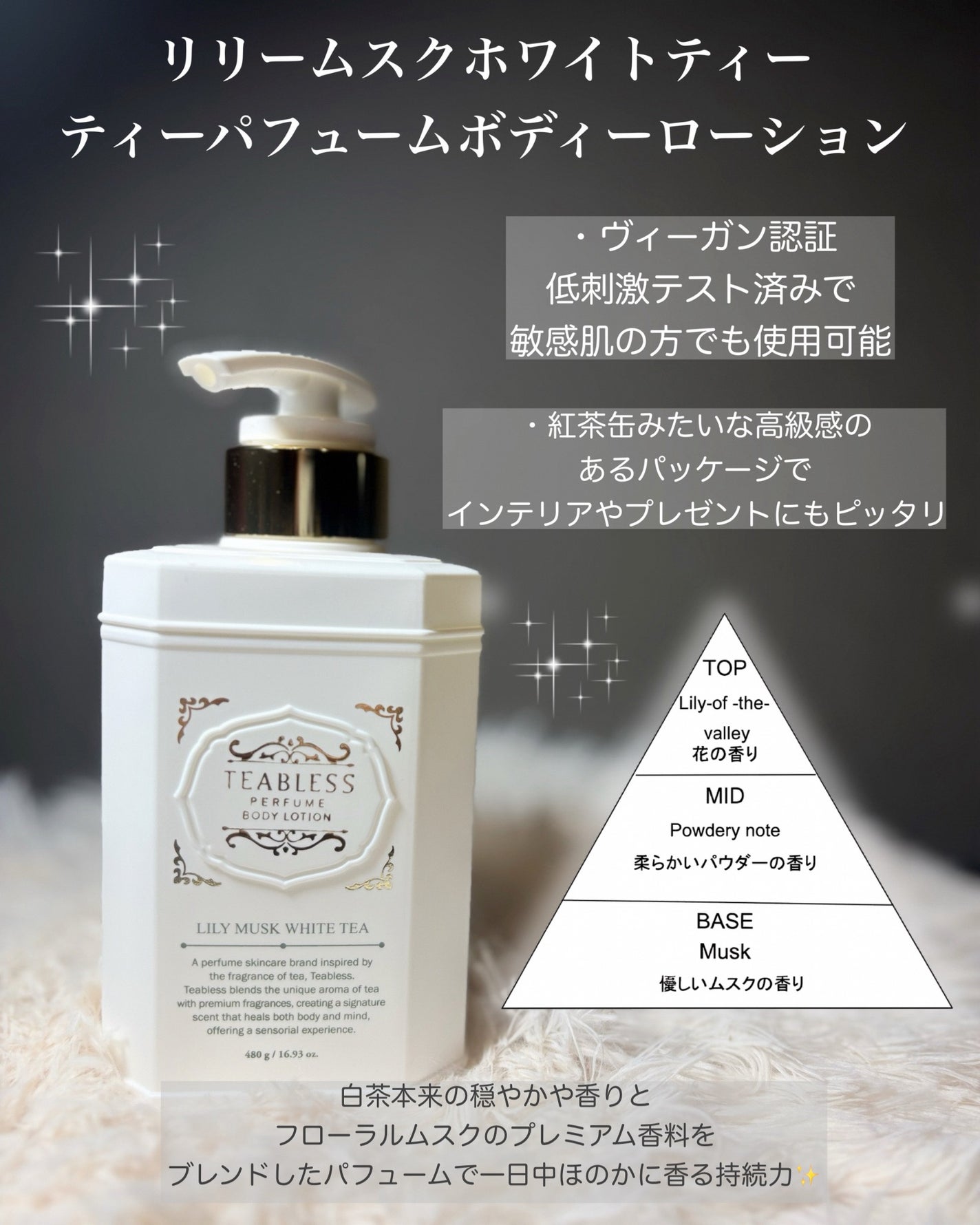 パフュームボディローション リリィムスクホワイトティー/TEABLESS/ボディローションを使ったクチコミ(2枚目)