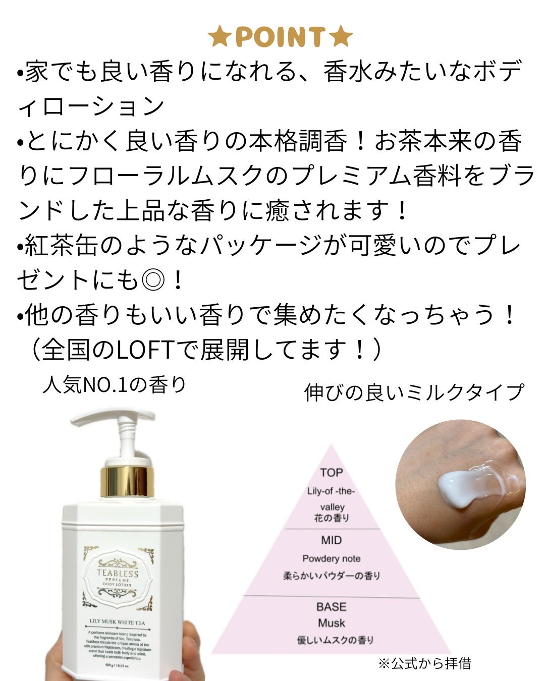 パフュームボディローション リリィムスクホワイトティー/TEABLESS/ボディローションを使ったクチコミ(2枚目)