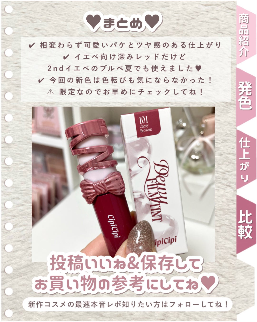 デューイフィルムティント/CipiCipi/リップティントを使ったクチコミ(6枚目)