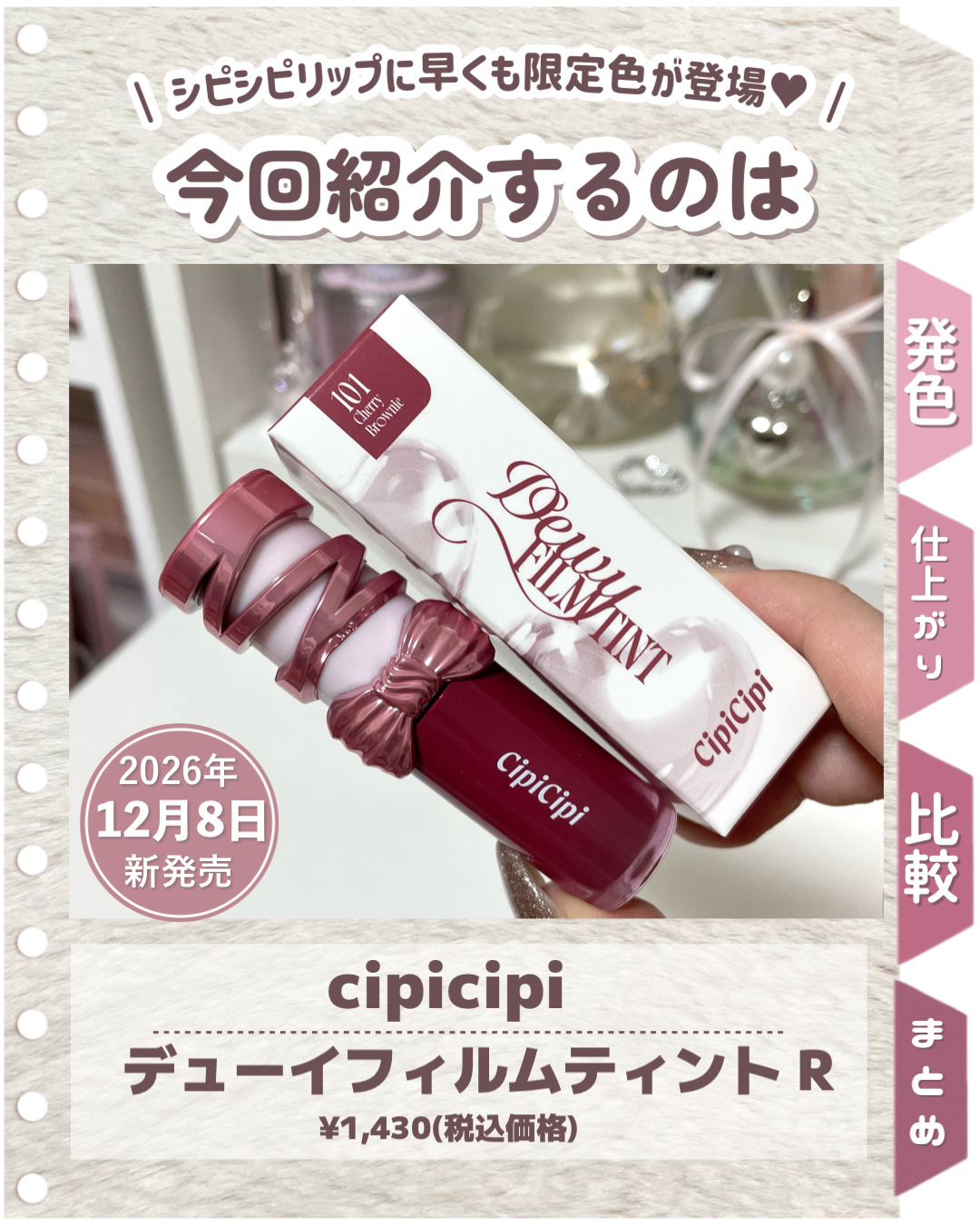 デューイフィルムティント/CipiCipi/リップティントを使ったクチコミ（2枚目）