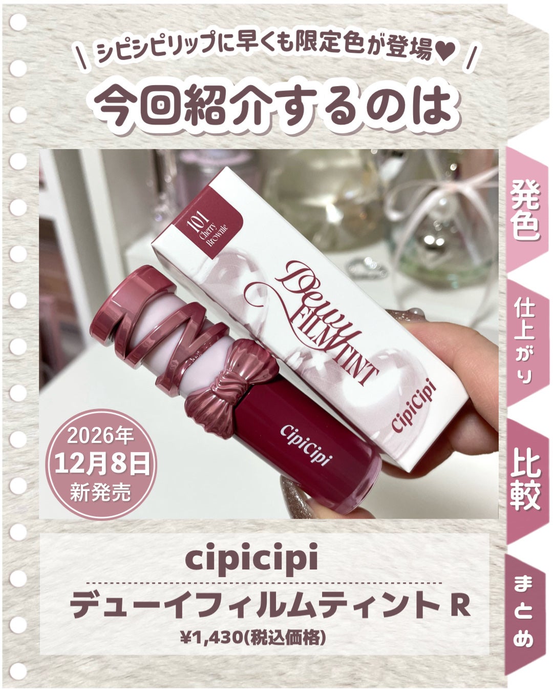 デューイフィルムティント/CipiCipi/リップティントを使ったクチコミ(2枚目)