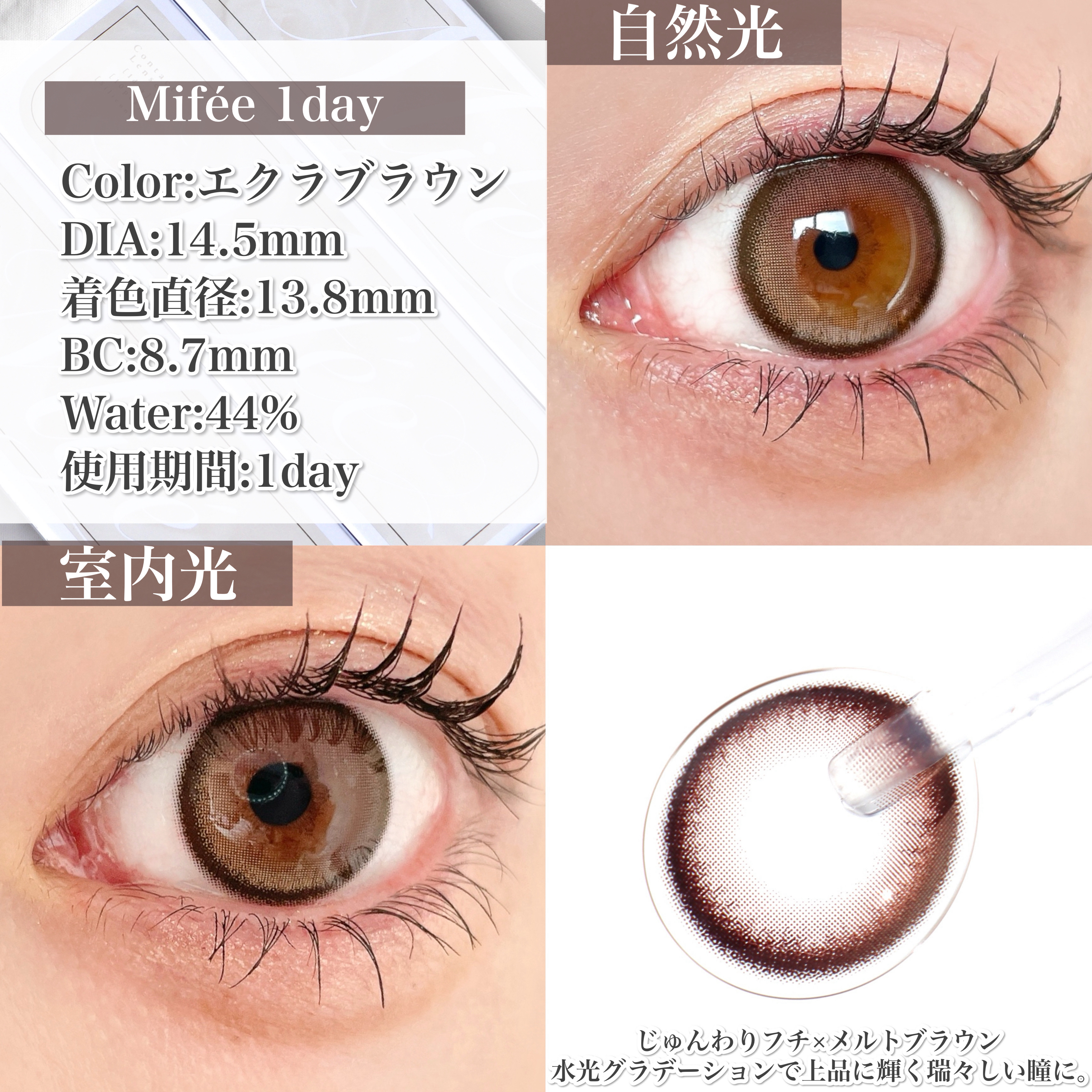 Mifée 1day ピュールベージュ/Mifée/ワンデー（１DAY）カラコンを使ったクチコミ（3枚目）