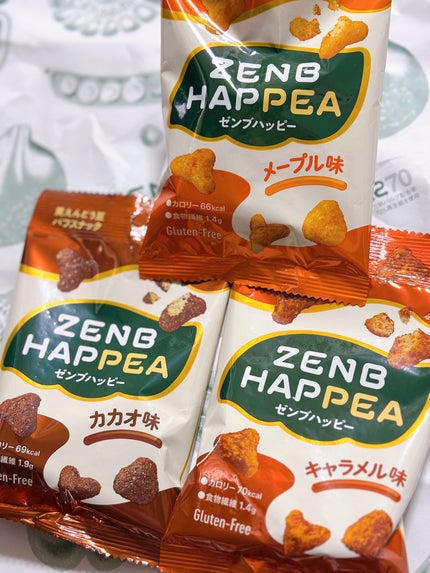 ZENB(ゼンブ) ZENB HAPPEA(ゼンブハッピー)のクチコミ「1袋70kcal以下❗️
罪悪感のない至福のおやつ時間☺️
ℤ𝔼ℕ𝔹 ℍ𝔸ℙℙ𝔼𝔸 -ゼンブハ.....」(2枚目)