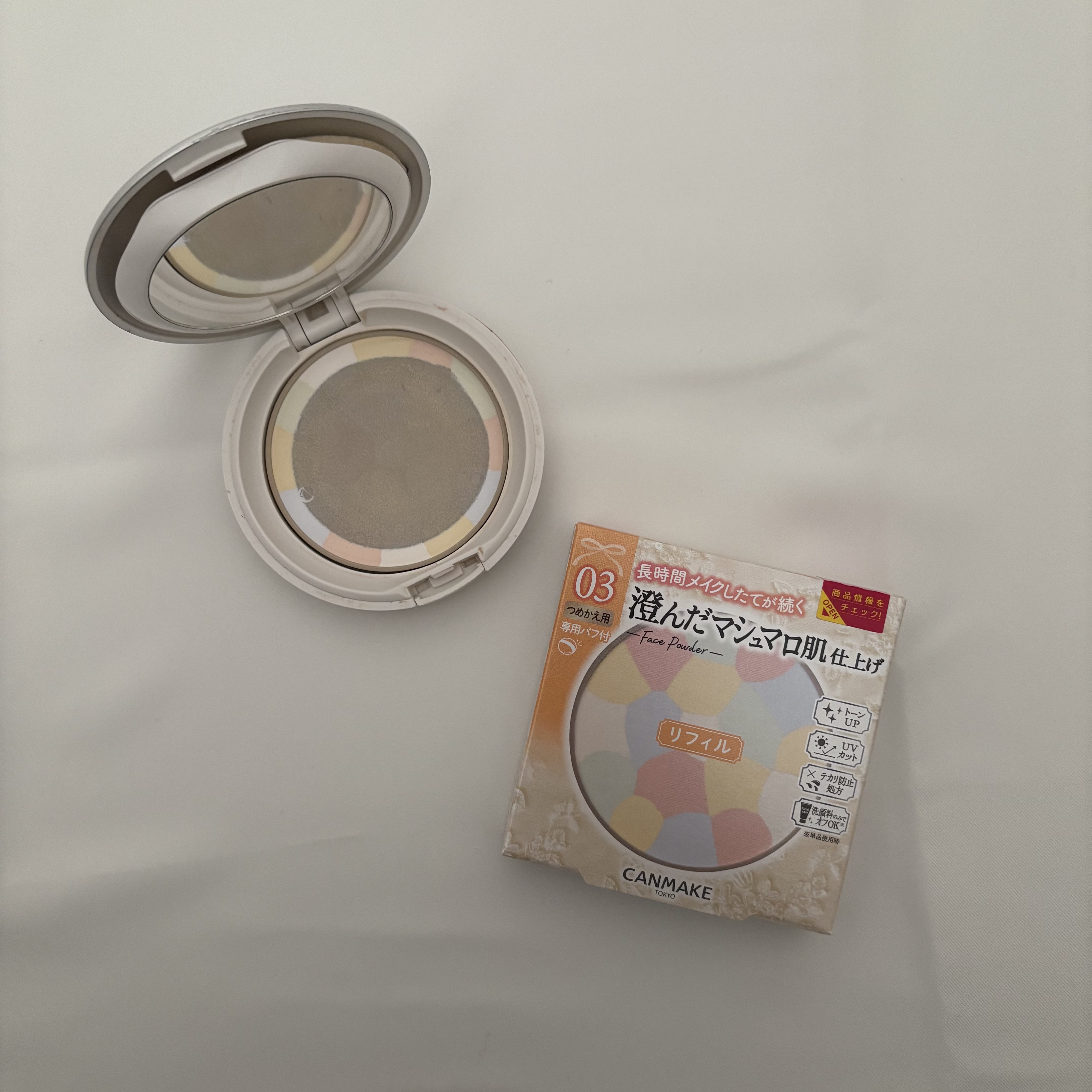 マシュマロフィニッシュパウダー　～Abloom～ 03 プルメリアリース（リフィル）/キャンメイク/プレストパウダーを使ったクチコミ（1枚目）