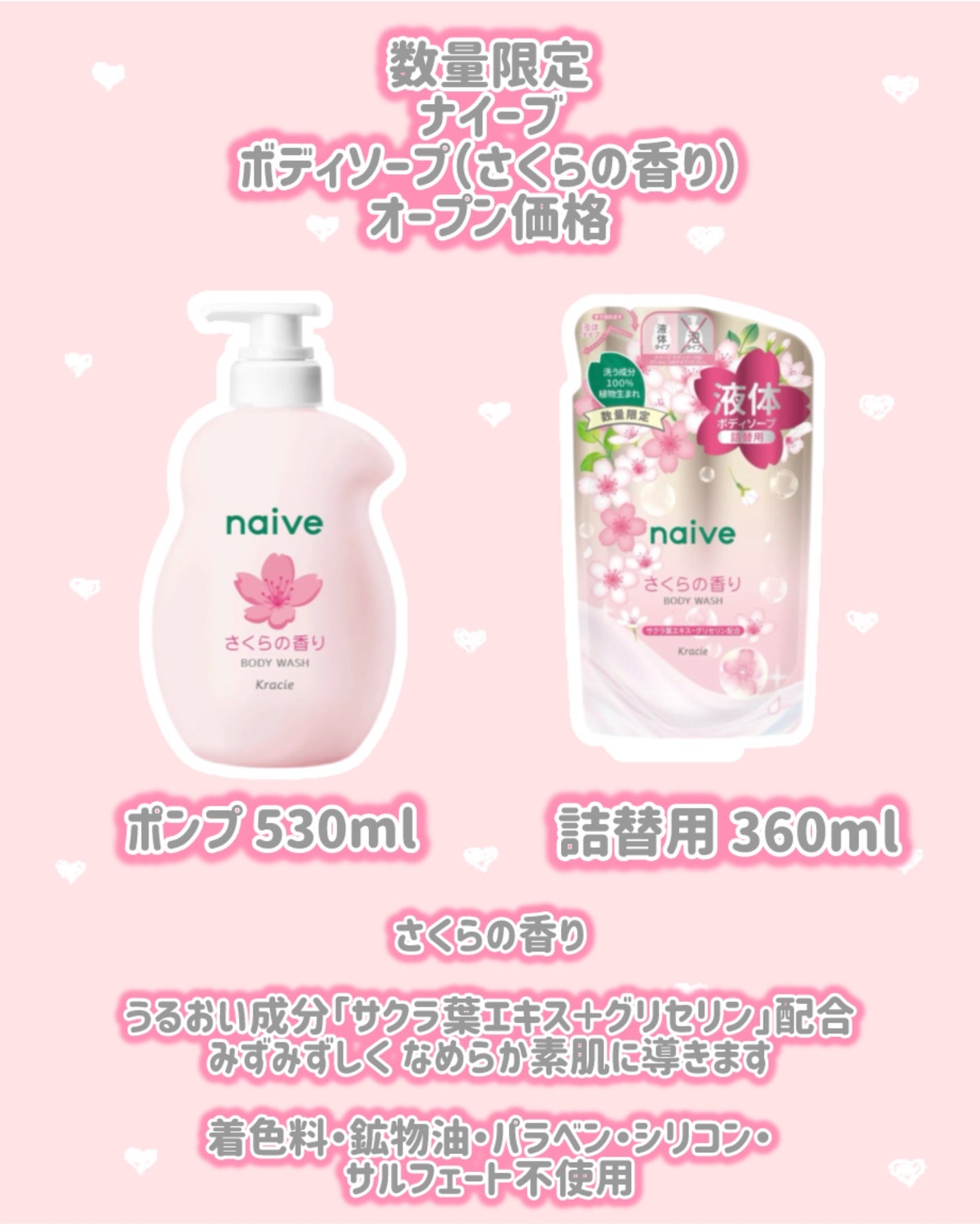 ナイーブ ボディソープ(さくらの香り)/ナイーブ/ボディソープを使ったクチコミ(2枚目)