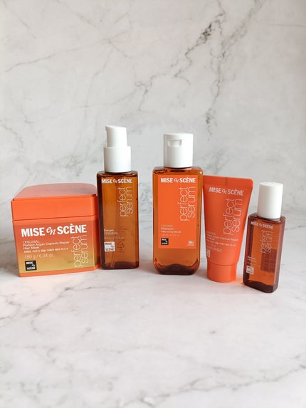 miseenscene パーフェクトアルガンカプセルリペアヘアマスクのクチコミ「メガ割購入品!
ミジャンセンのセラムが気に入りすぎて、同じラインのヘアマスクを買ってみた
マ.....」(1枚目)