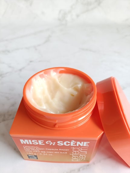 miseenscene パーフェクトアルガンカプセルリペアヘアマスクのクチコミ「メガ割購入品!
ミジャンセンのセラムが気に入りすぎて、同じラインのヘアマスクを買ってみた
マ.....」(2枚目)
