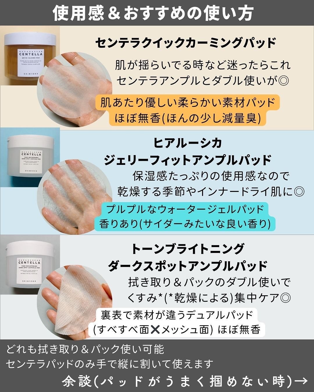 センテラ クイックカーミングパッド/SKIN1004/トナーパッドを使ったクチコミ(3枚目)
