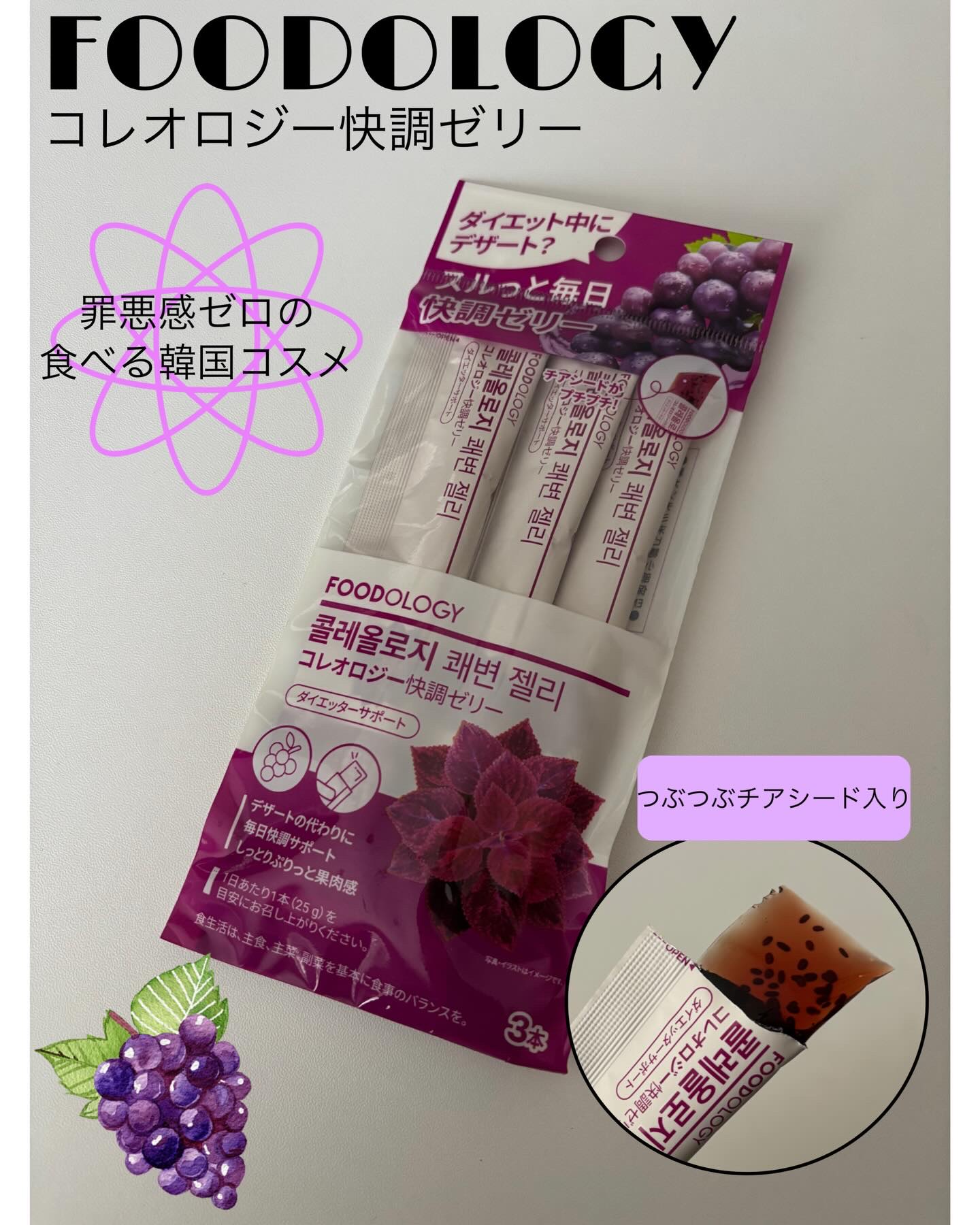 コレオロジー快調ゼリー 3本入り(袋)/FOODOLOGY/健康サプリメントを使ったクチコミ（1枚目）
