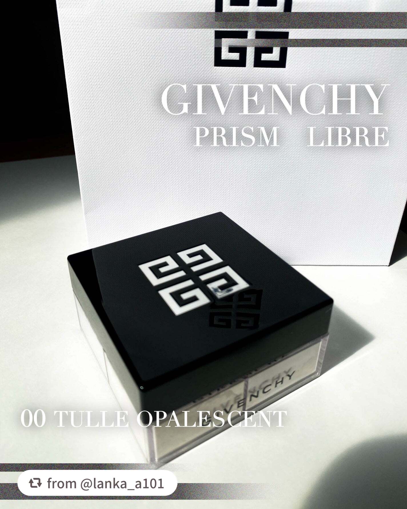 ＼微細パールが自然なツヤ肌を／

【lanka_a101さんから引用】

“GIVENCHY プリズム・リーブル No.00 オパルセント・チュール


前から気になっていたパウダー！！
BAさんに色を選んでもらい、00番を購入しました🎶