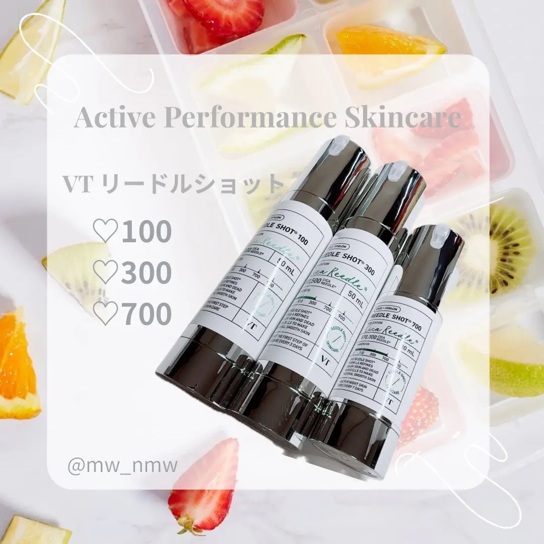 VT公式アンバサダーとしての投稿です🐯💚

 ♡ リードルショット 100
チクチク感があまりないので、初心者さん・デイリーで使いやすい◎

♡リードルショット 300
 リードルショットずーっと大好きで、100は物足りないから慣れたら