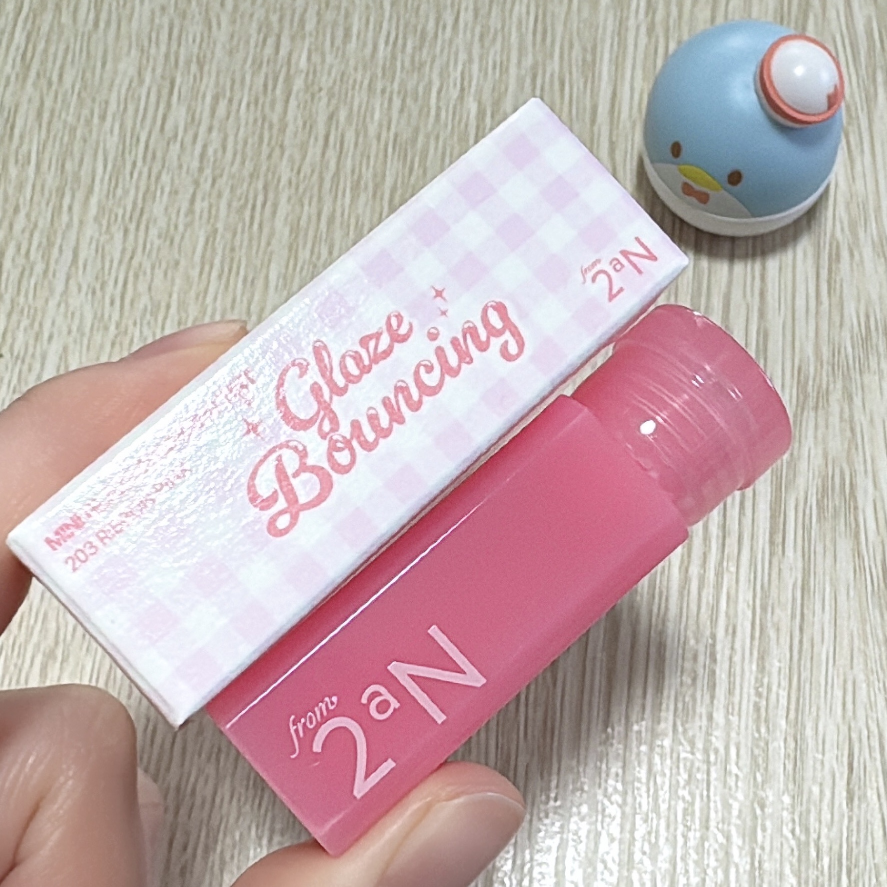 ミニグレイズバウンシングティント 203 リボンピンク(セブン-イレブン限定)/2aN/リップティントを使ったクチコミ（1枚目）