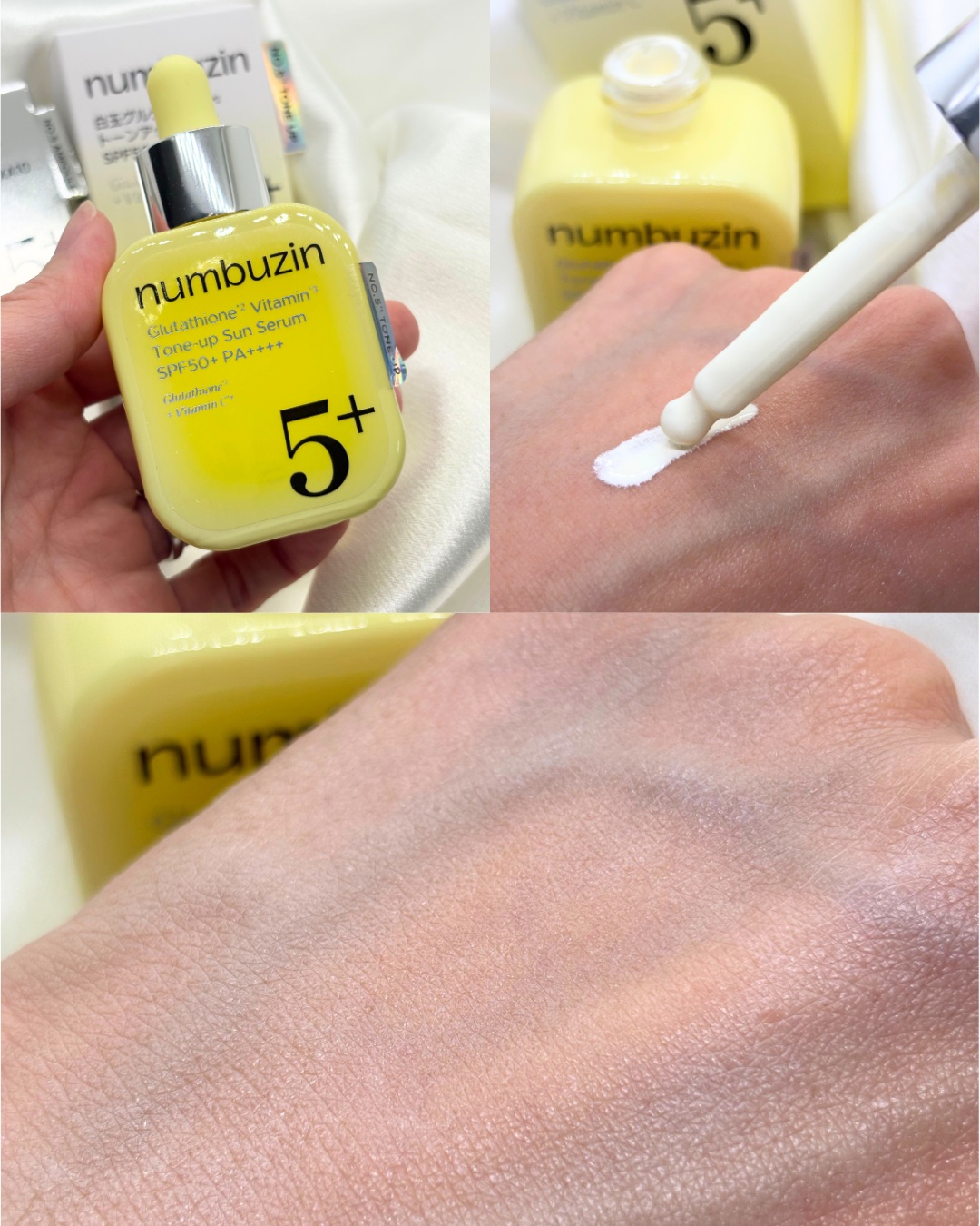 5番 白玉グルタチオンCトーンアップベース SPF50+ PA++++/numbuzin/化粧下地を使ったクチコミ（3枚目）