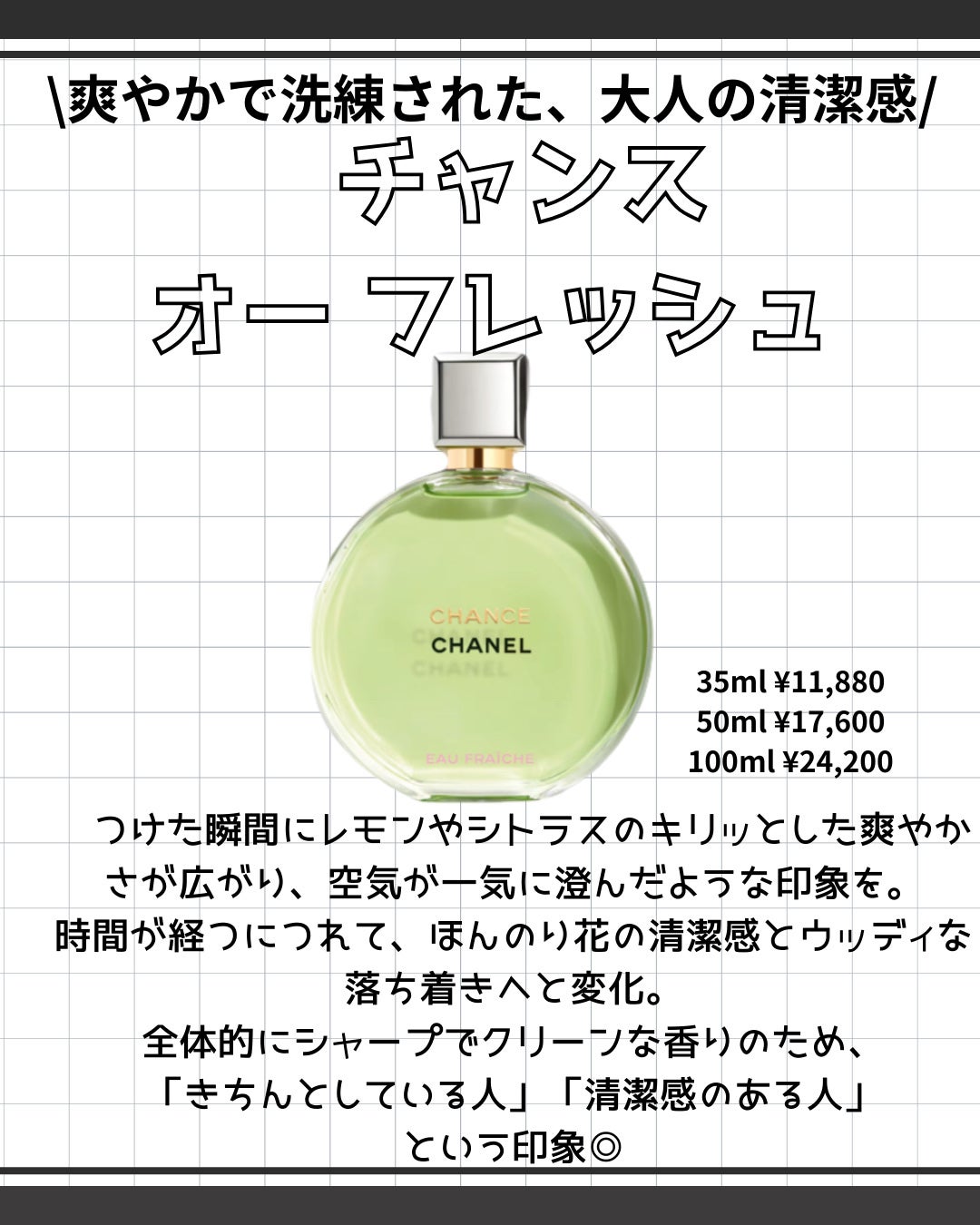 チャンス オー フレッシュ オードゥ トワレット (ヴァポリザター)/CHANEL/香水(レディース)を使ったクチコミ(3枚目)