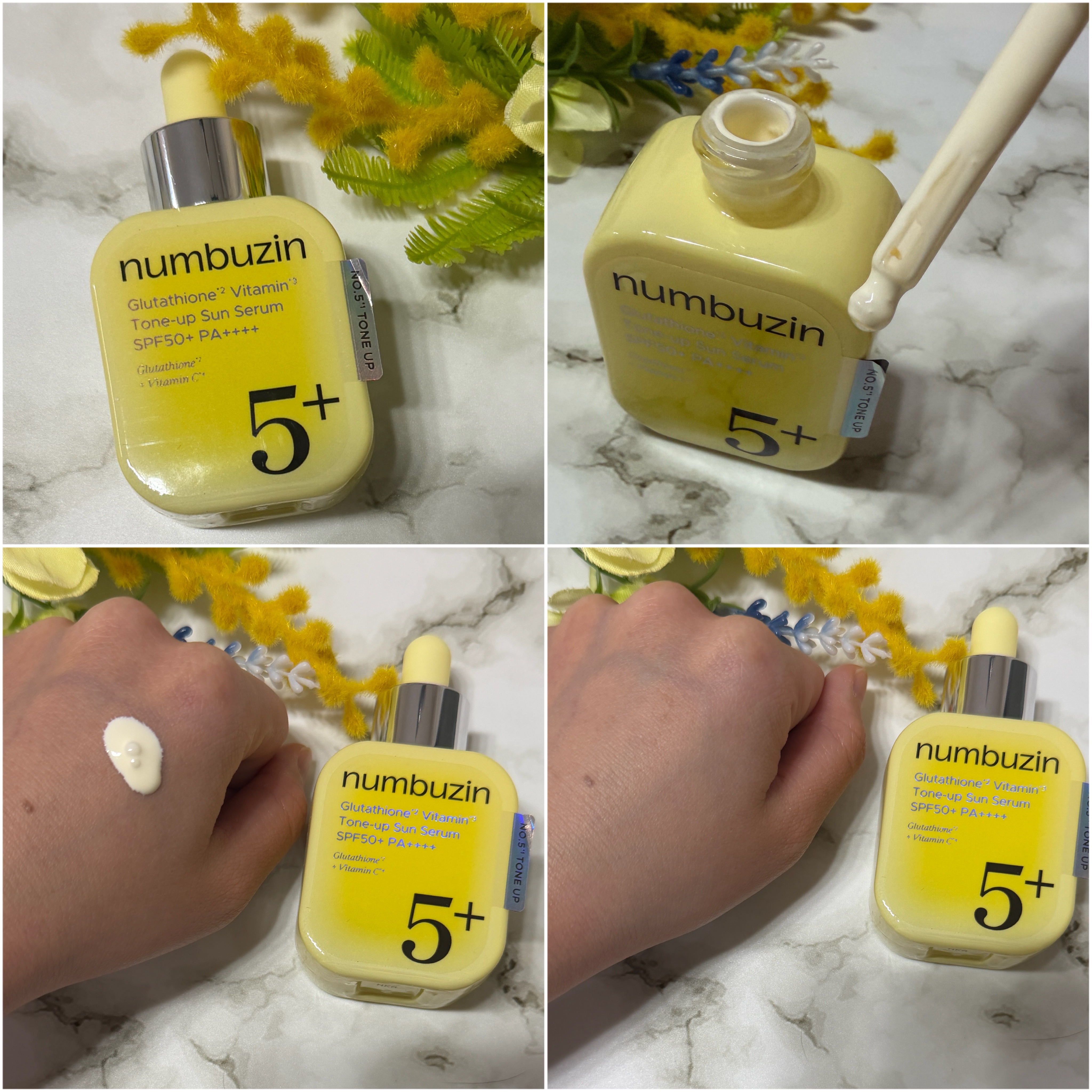 5番 白玉グルタチオンCトーンアップベース SPF50+ PA++++/numbuzin/化粧下地を使ったクチコミ（3枚目）