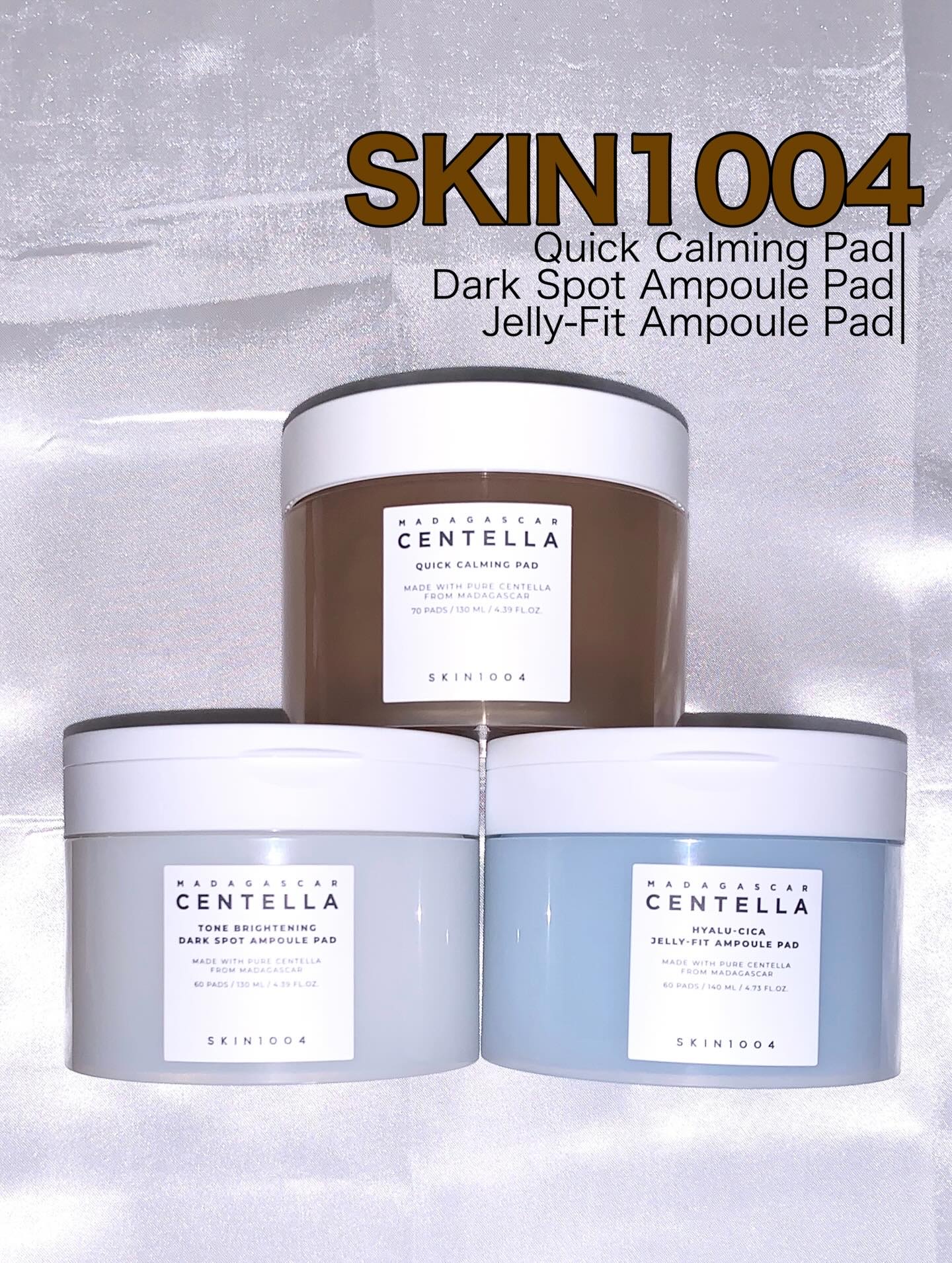 SKIN1004
クイック カーミングパッド
ダークスポット アンプルパッド
ジェリーフィット アンプルパッド

お悩み別に部分使いできる万能パッド✨
迷ったら脂性肌さんは茶色、乾燥肌さんは
水色、普通