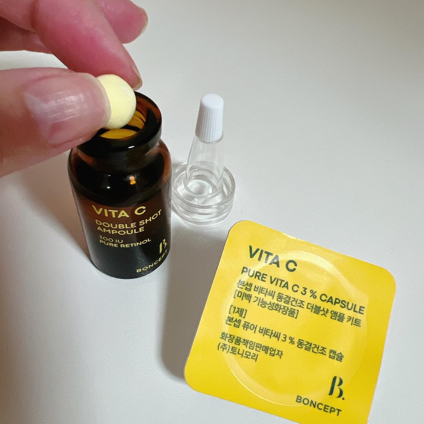 ビタC凍結乾燥ダブルショットアンプルキット/BONCEPT/美容液を使ったクチコミ(3枚目)