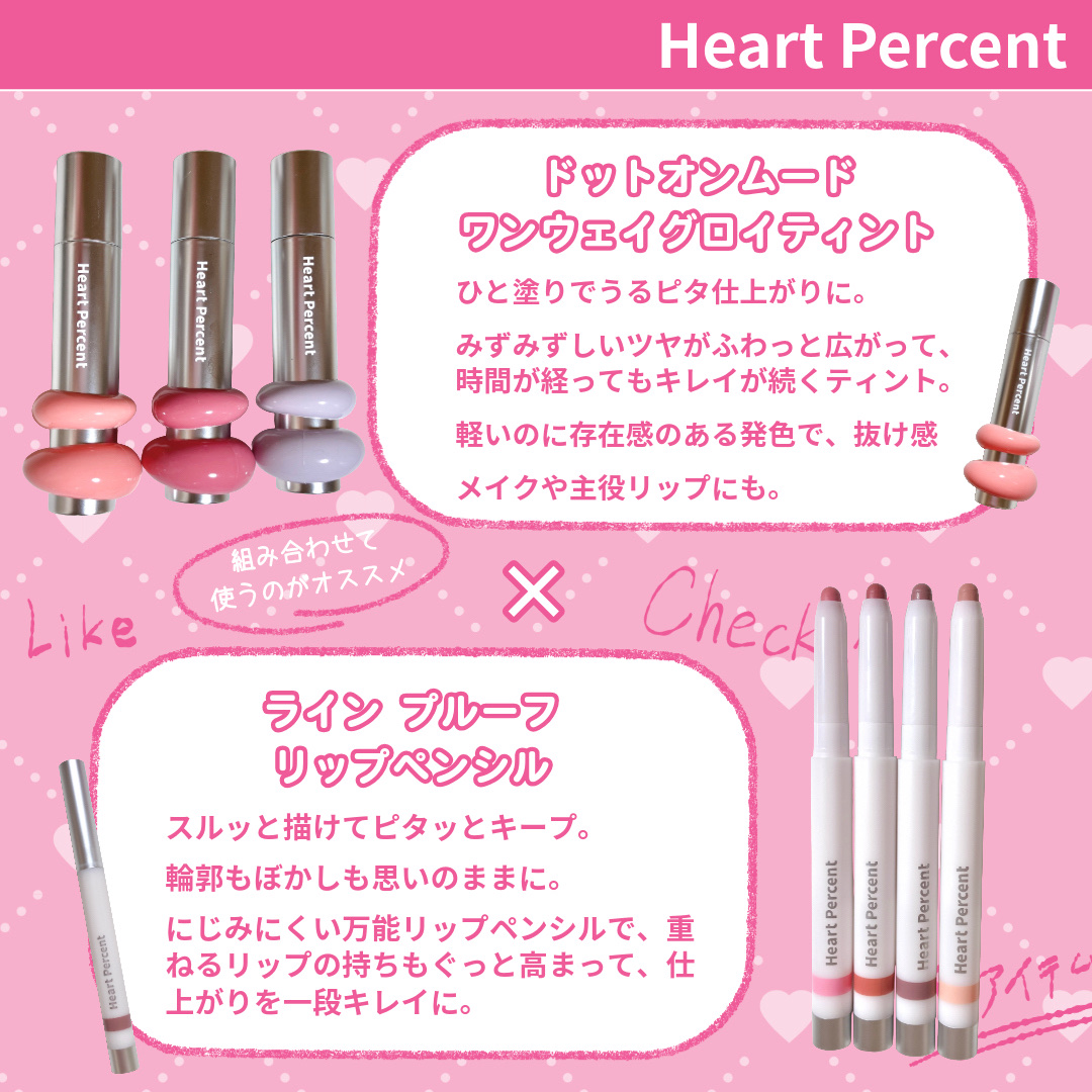 ドットオンムードワンウェイグロイティント 17 ミルキーサーモン/Heart Percent/リップティントを使ったクチコミ（2枚目）