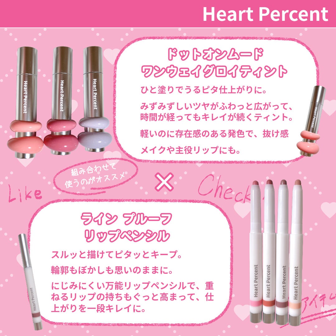 ドットオンムードワンウェイグロイティント/Heart Percent/リップティントを使ったクチコミ(2枚目)