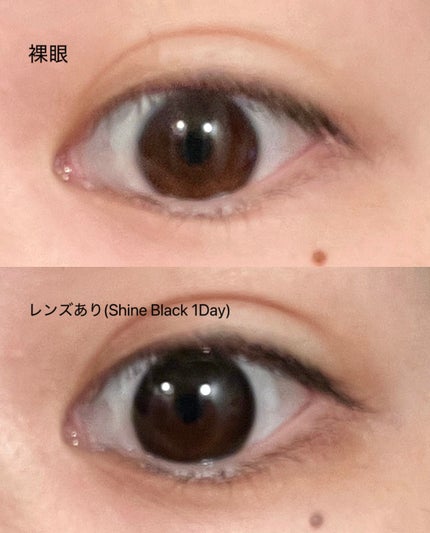 シャインブラックワンデー/POPLENS/カラーコンタクトレンズを使ったクチコミ(2枚目)