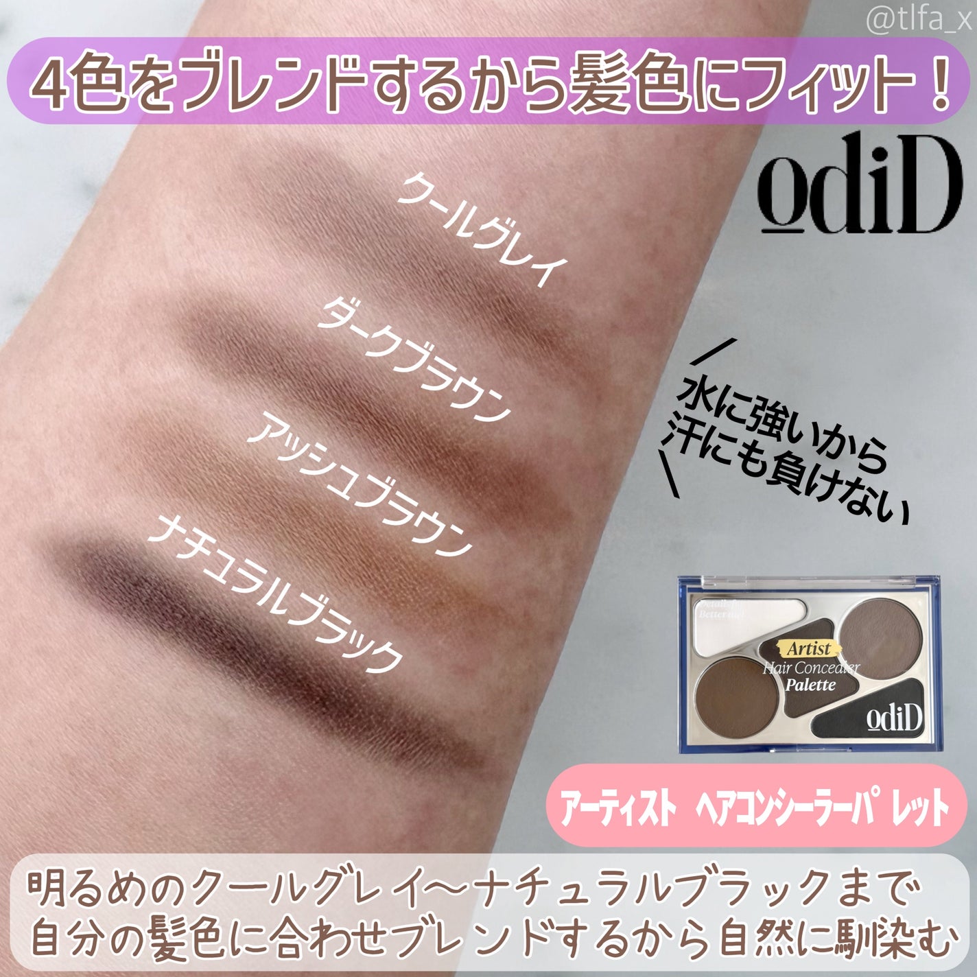 ヘアコンシーラーパレット&アーティスト デュアルブラシ/odiD/その他スタイリングを使ったクチコミ(3枚目)