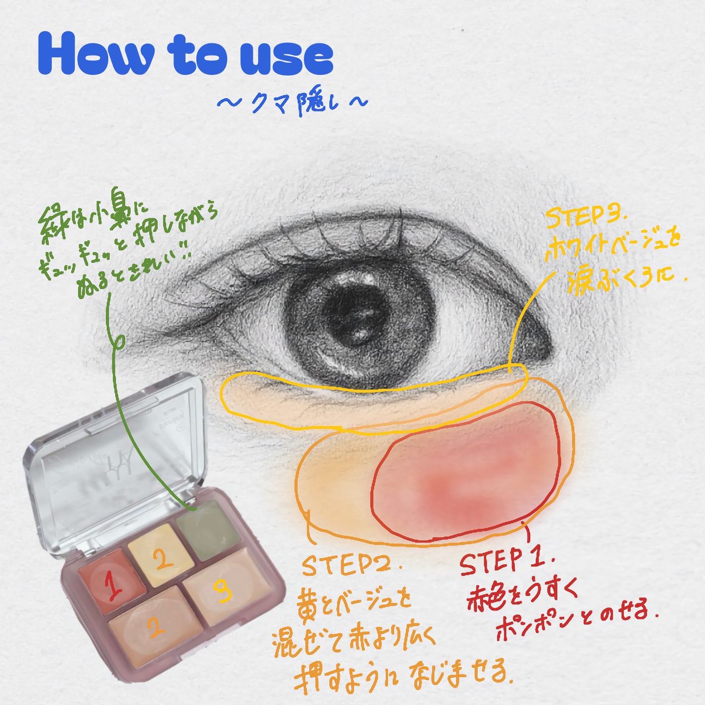 コンシールブレンダーパレット/LUNA/パレットコンシーラーを使ったクチコミ(4枚目)